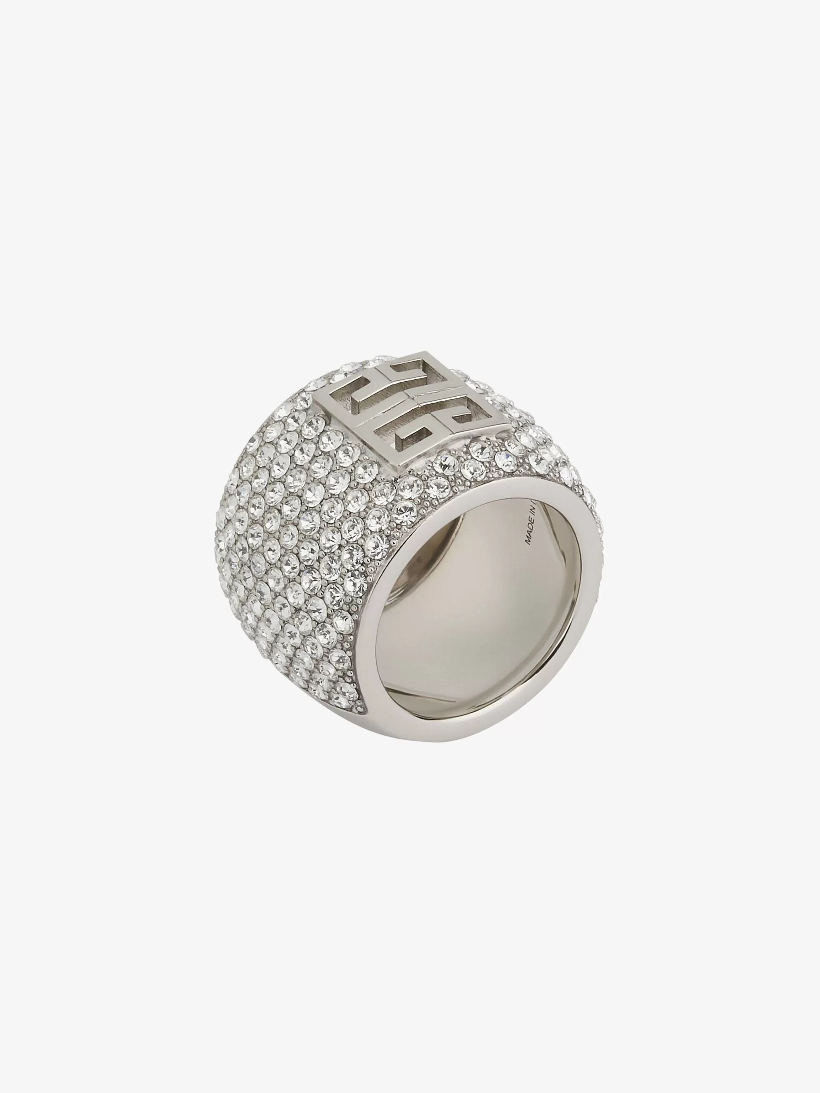 Givenchy Bijoux>Bague 4G En Metal Avec Cristaux Argente