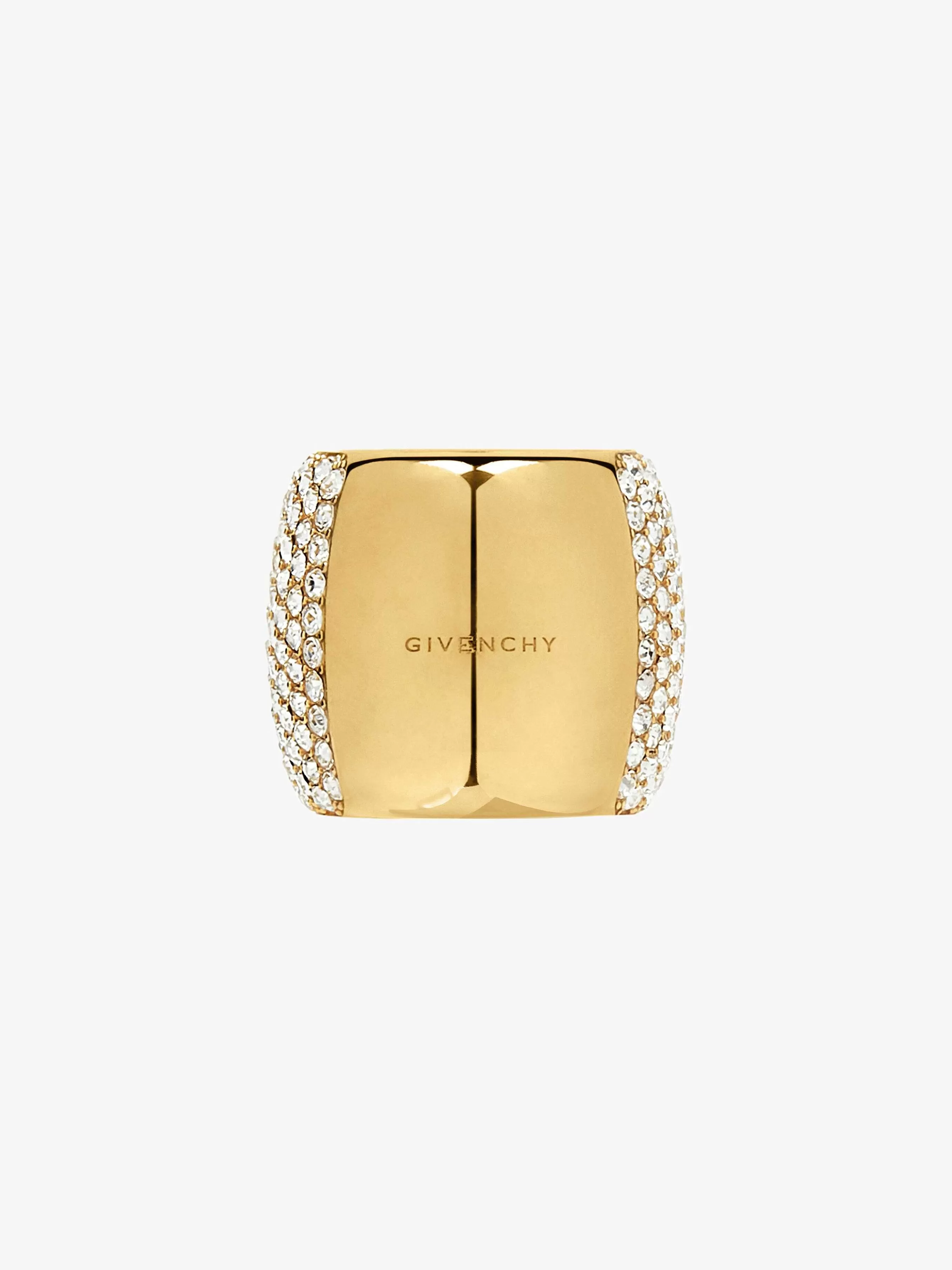 Givenchy Bijoux>Bague 4G En Metal Avec Cristaux Jaune Dore