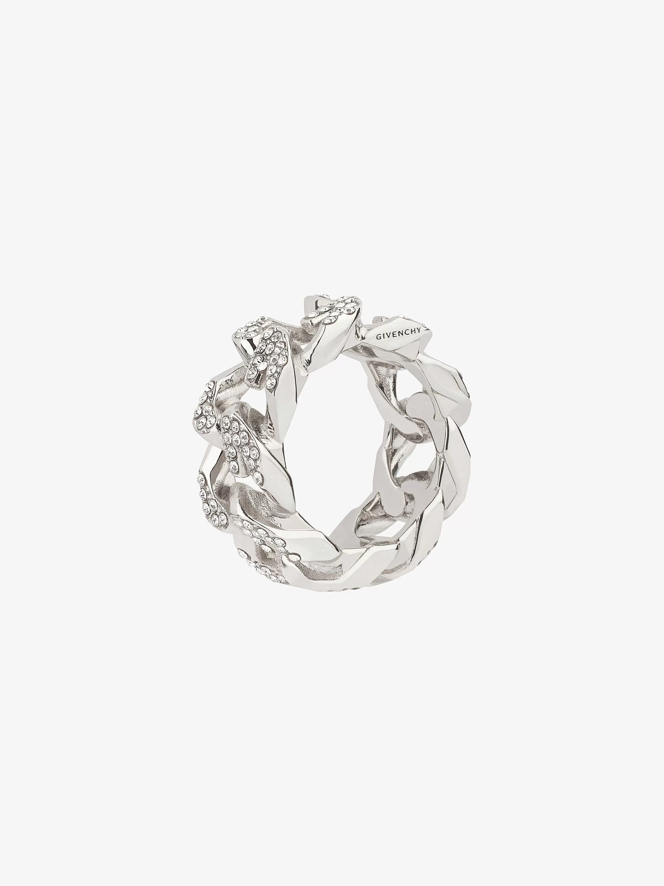 Givenchy Bijoux>Bague Chaine G En Metal Avec Cristaux Argente