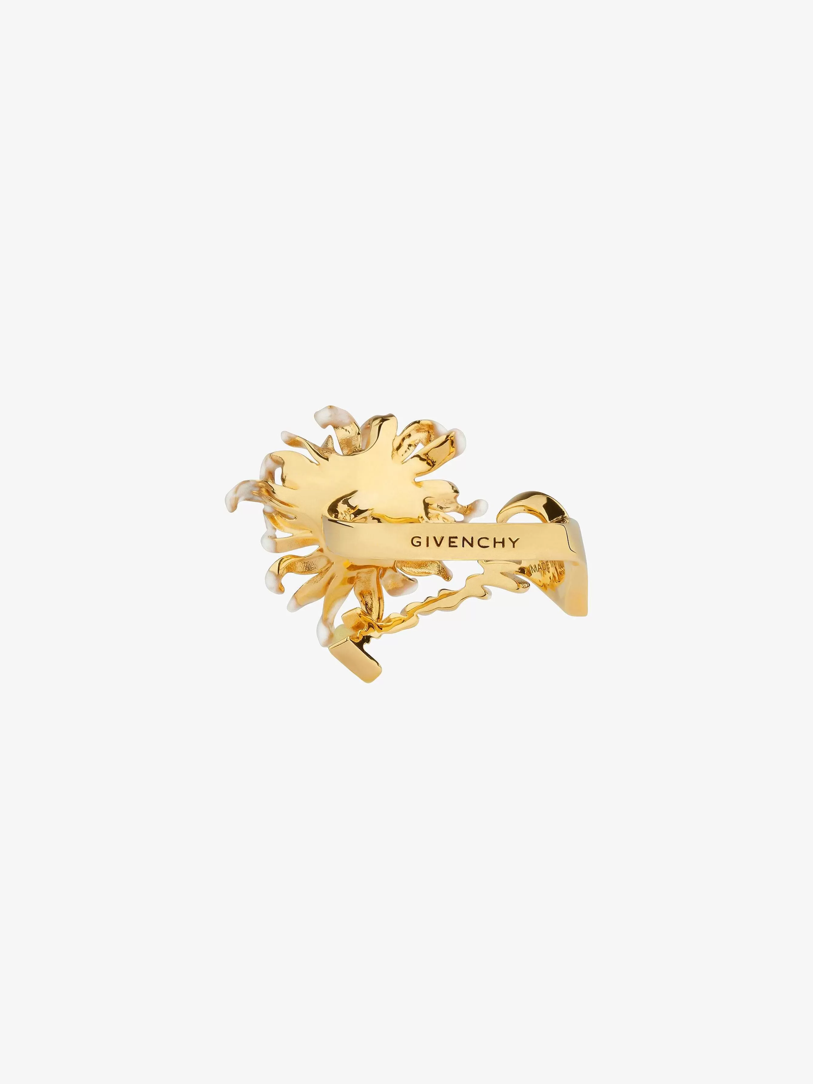 Givenchy Bijoux>Bague Daisy En Metal Et Email Avec Cristal Dore/Blanc