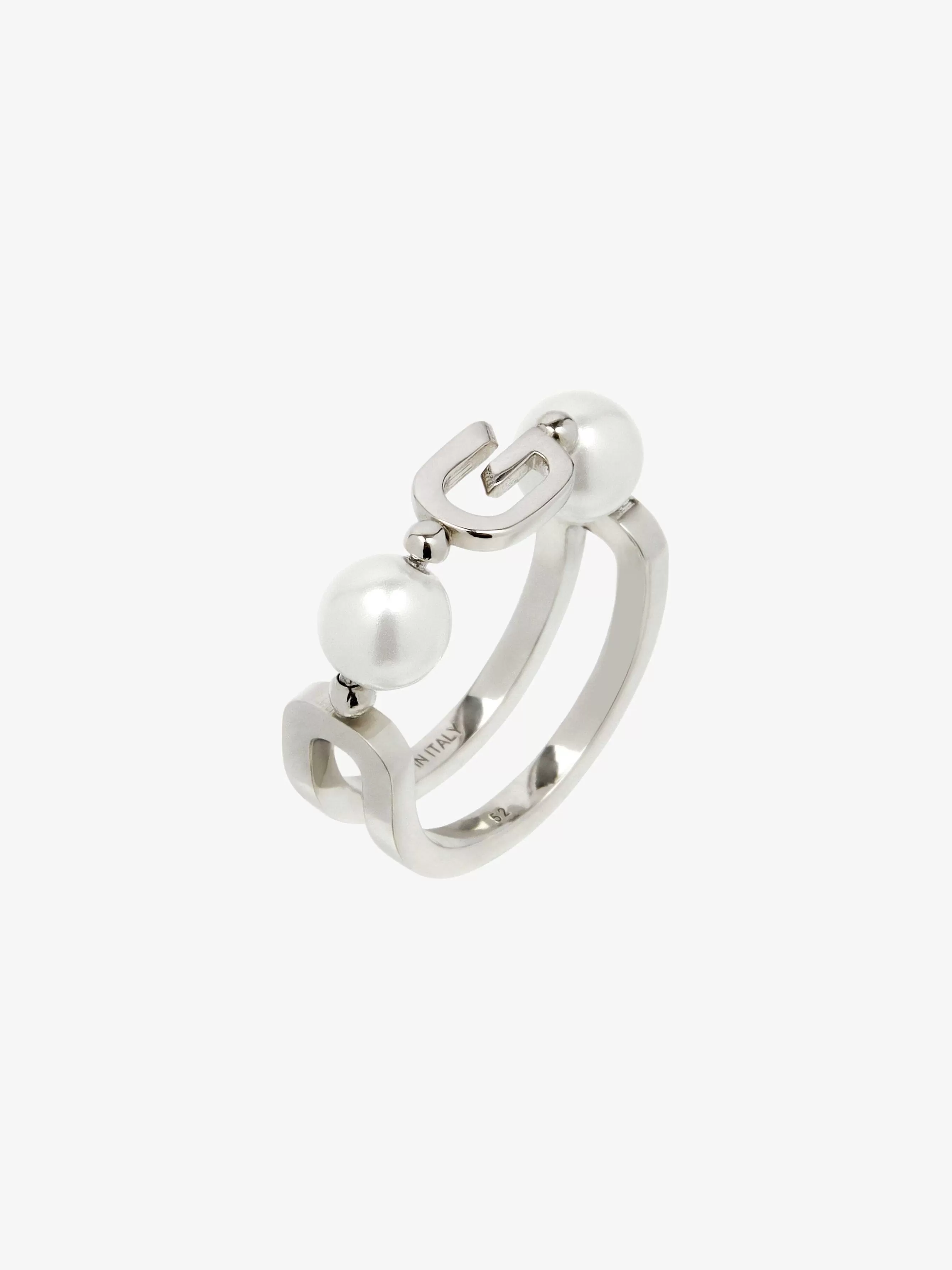 Givenchy Bijoux>Bague G Link En Metal Avec Perles Blanc/Argente