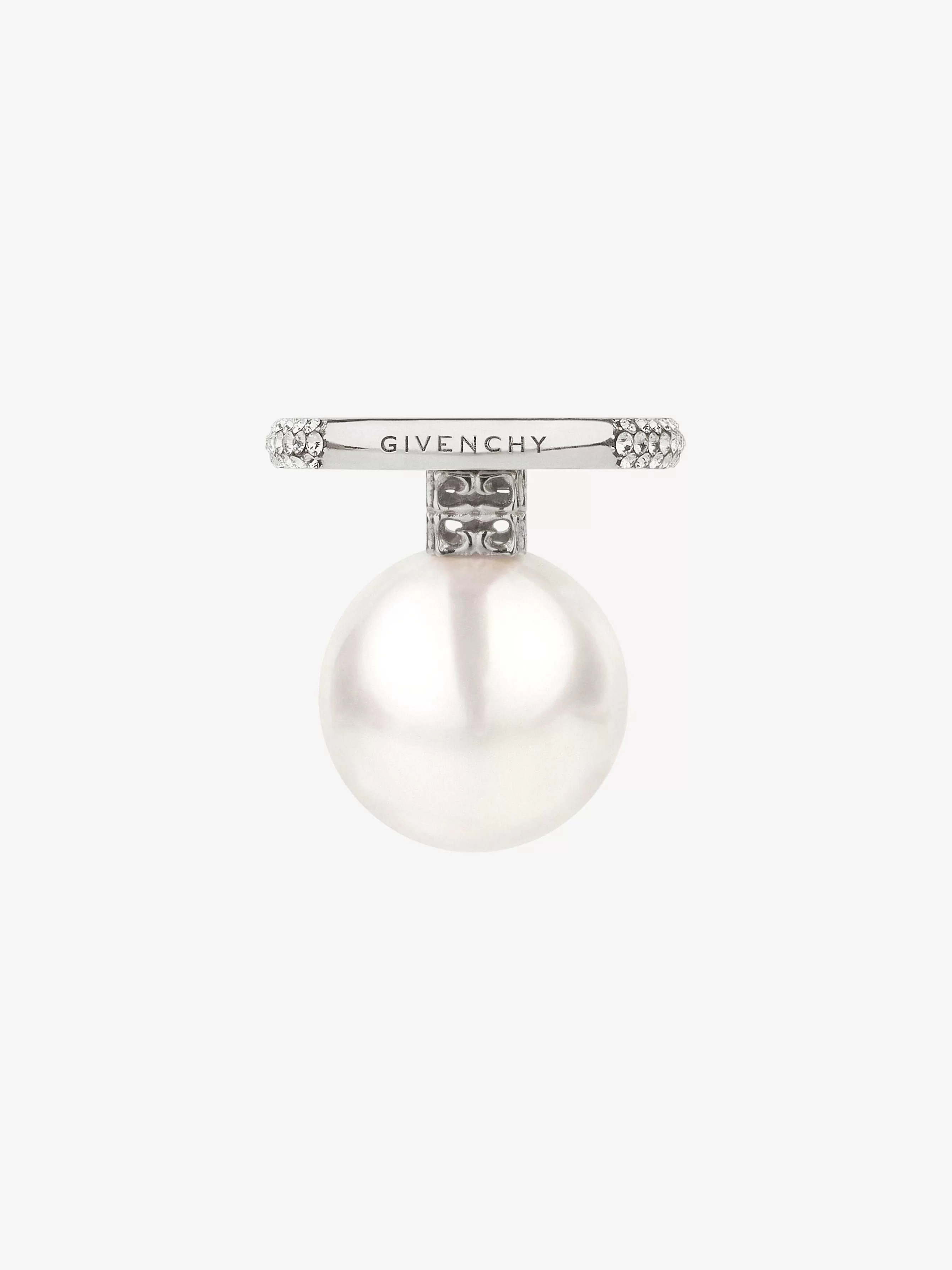 Givenchy Bijoux>Bague Perle En Metal Avec Cristaux Blanc/Argente