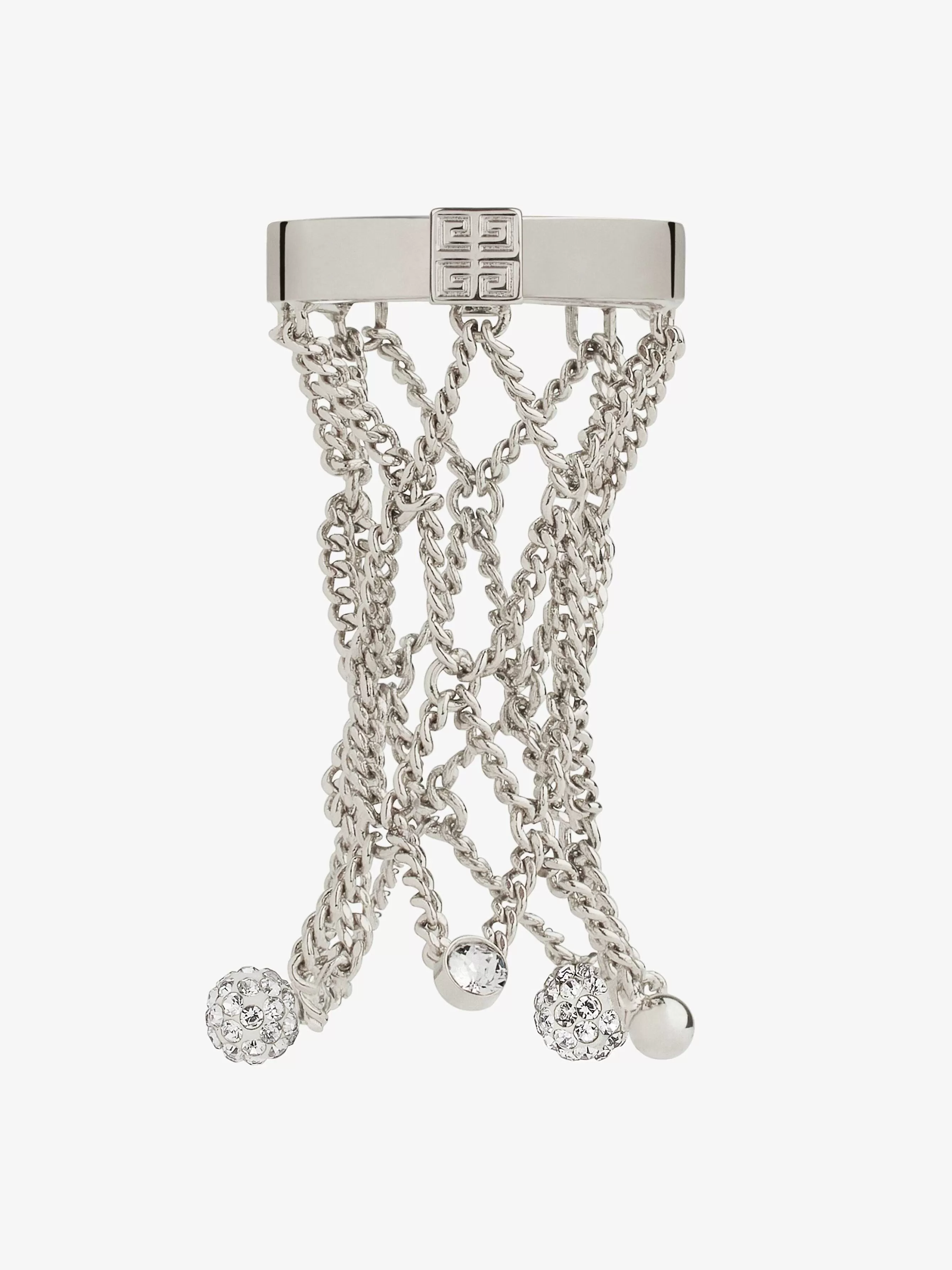 Givenchy Bijoux>Bague Perlee En Metal Avec Perles Et Cristaux Blanc/Argente