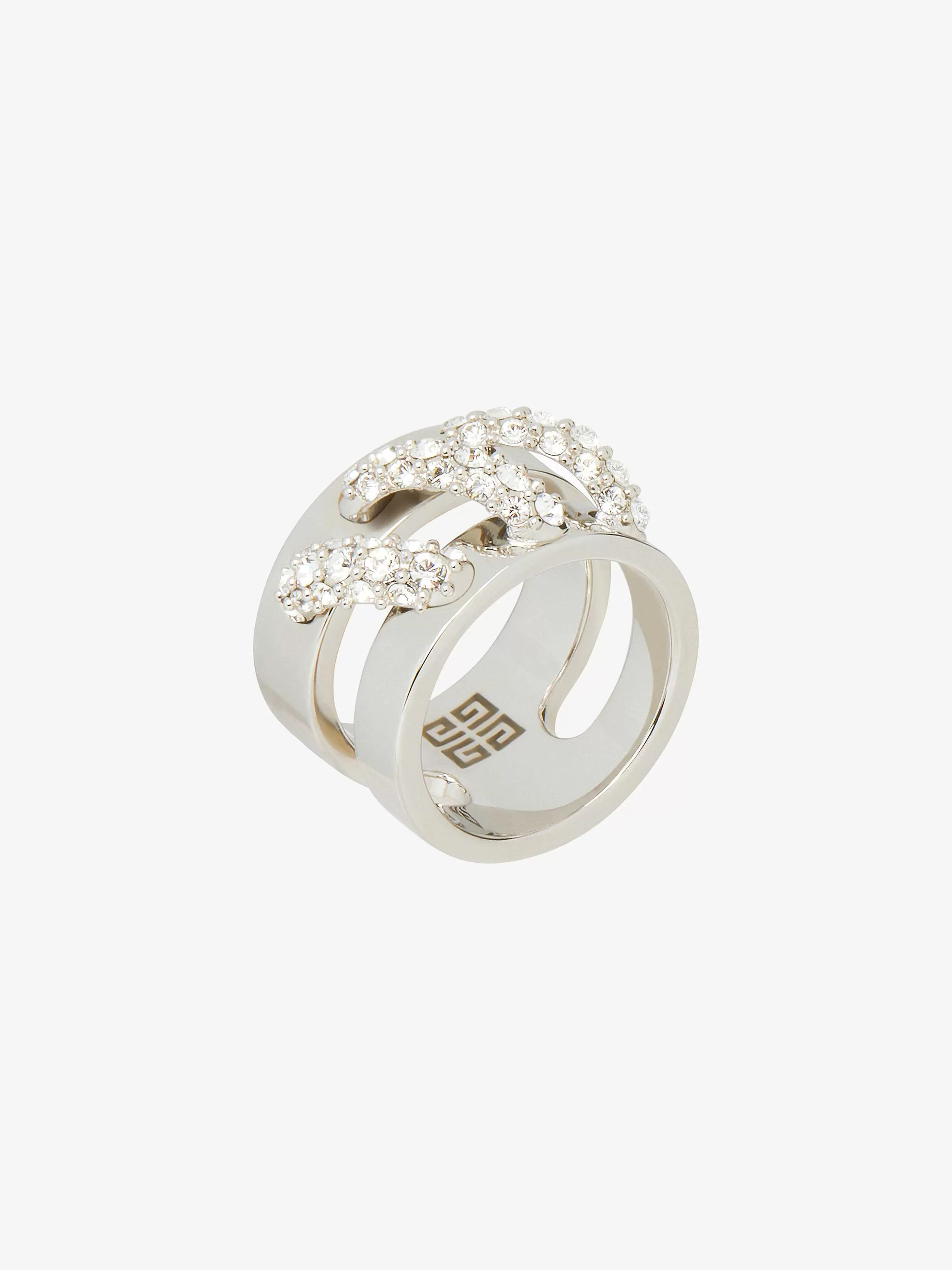 Givenchy Bijoux>Bague Stitch En Metal Avec Cristaux Argente