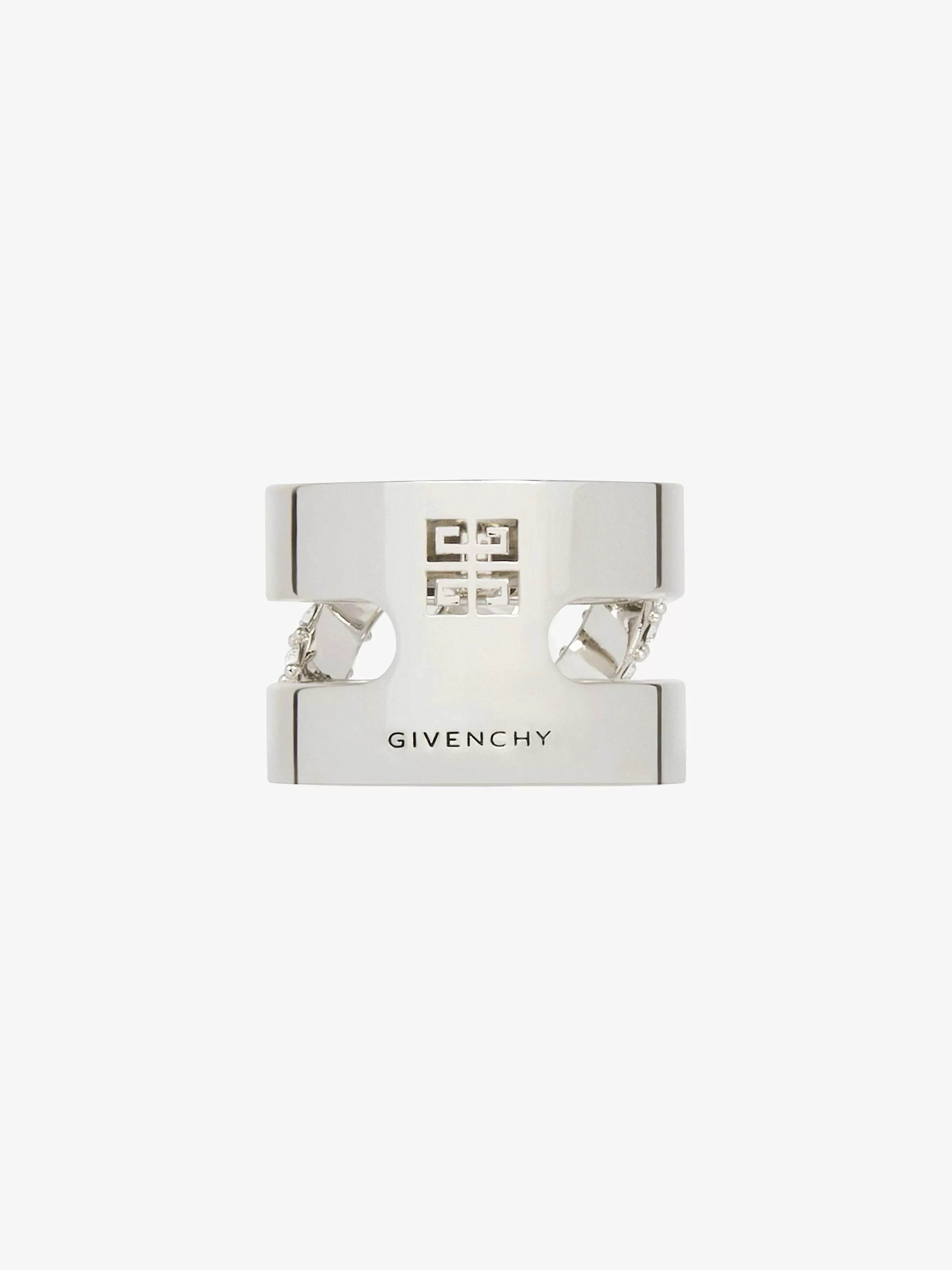 Givenchy Bijoux>Bague Stitch En Metal Avec Cristaux Argente