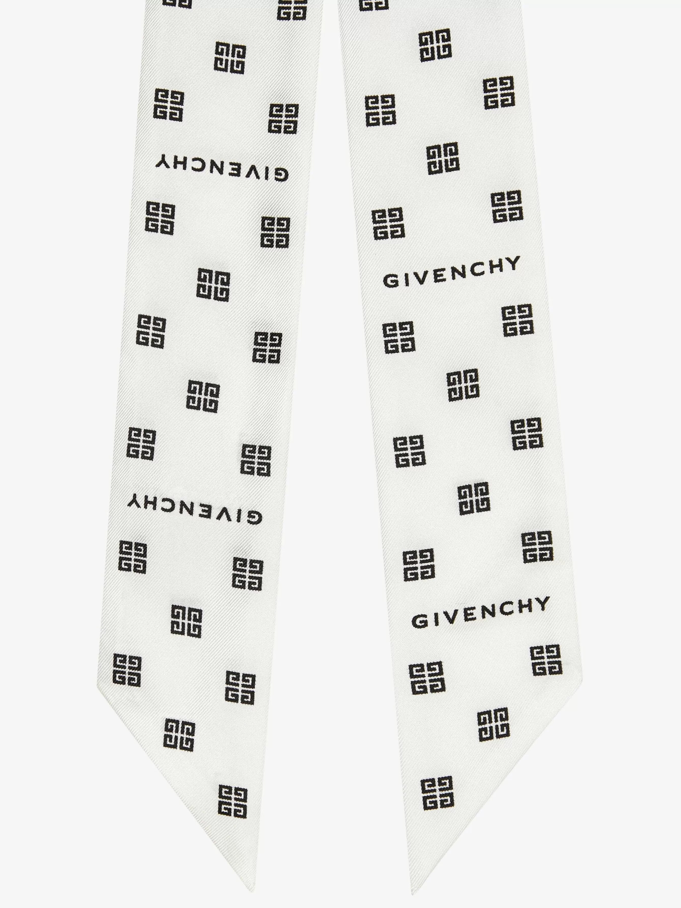 Givenchy Echarpes>Bandeau En Soie 4G Blanc Noir