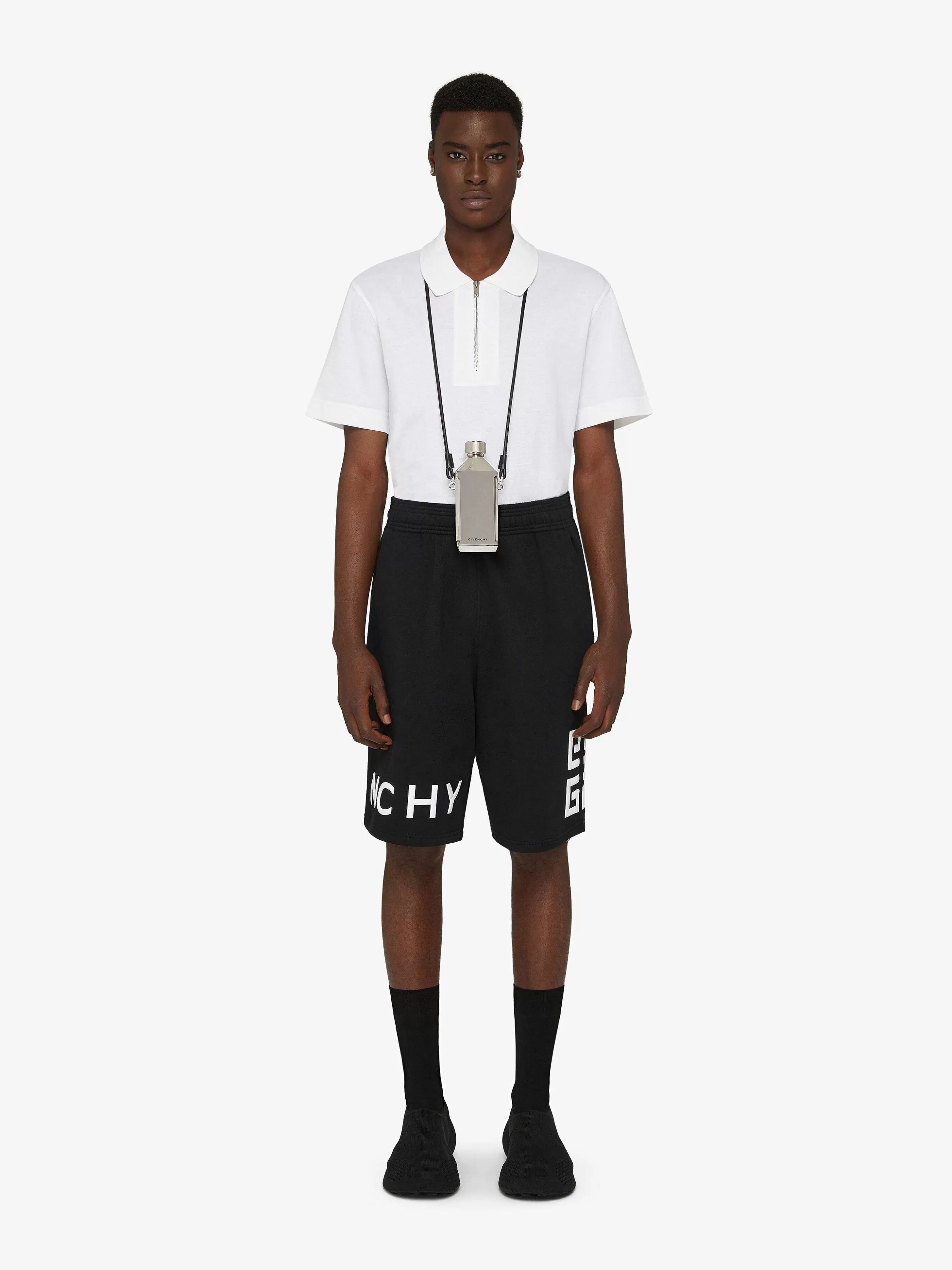 Givenchy Shorts>Bermuda 4G En Polaire Noir