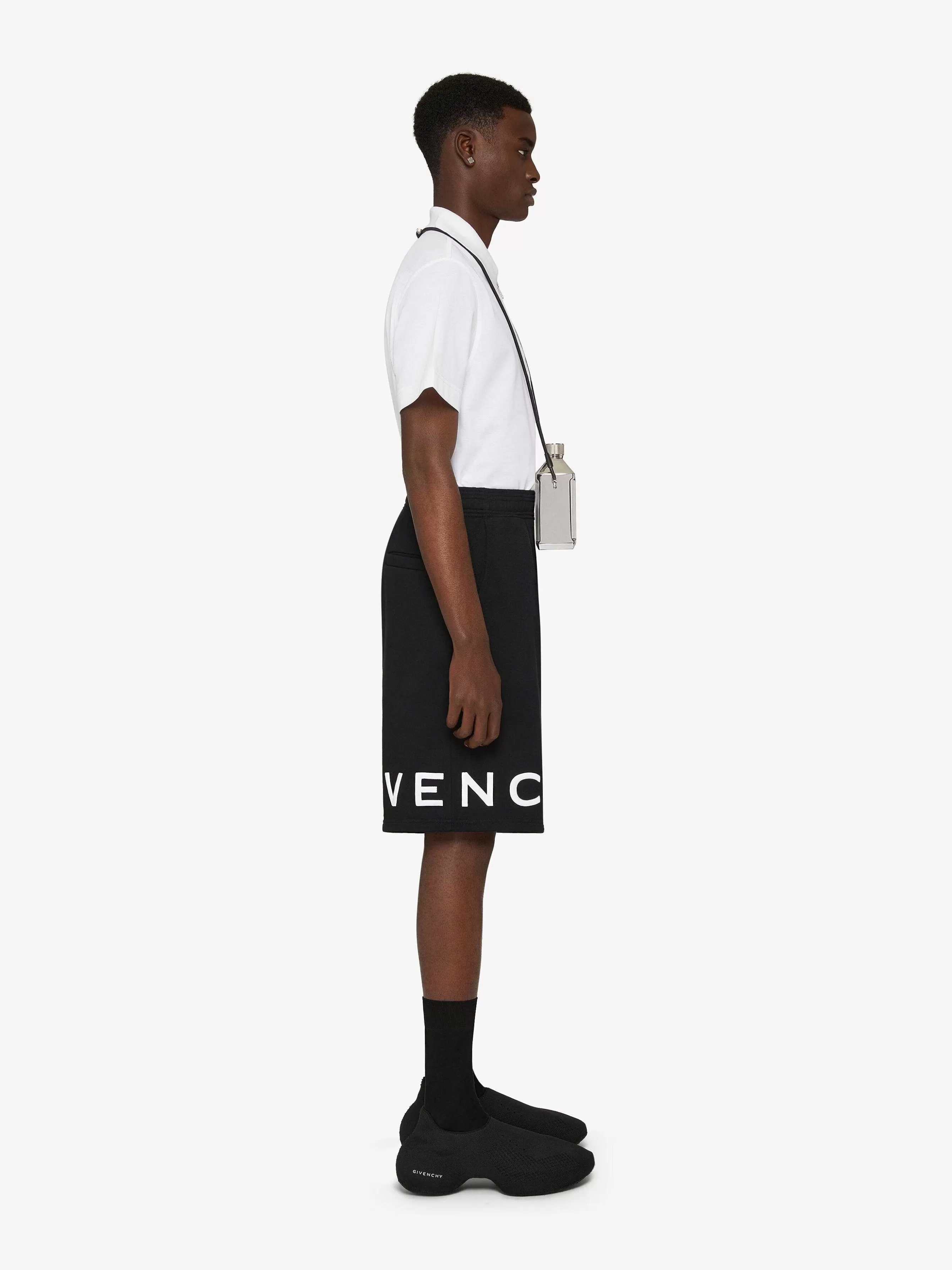 Givenchy Shorts>Bermuda 4G En Polaire Noir