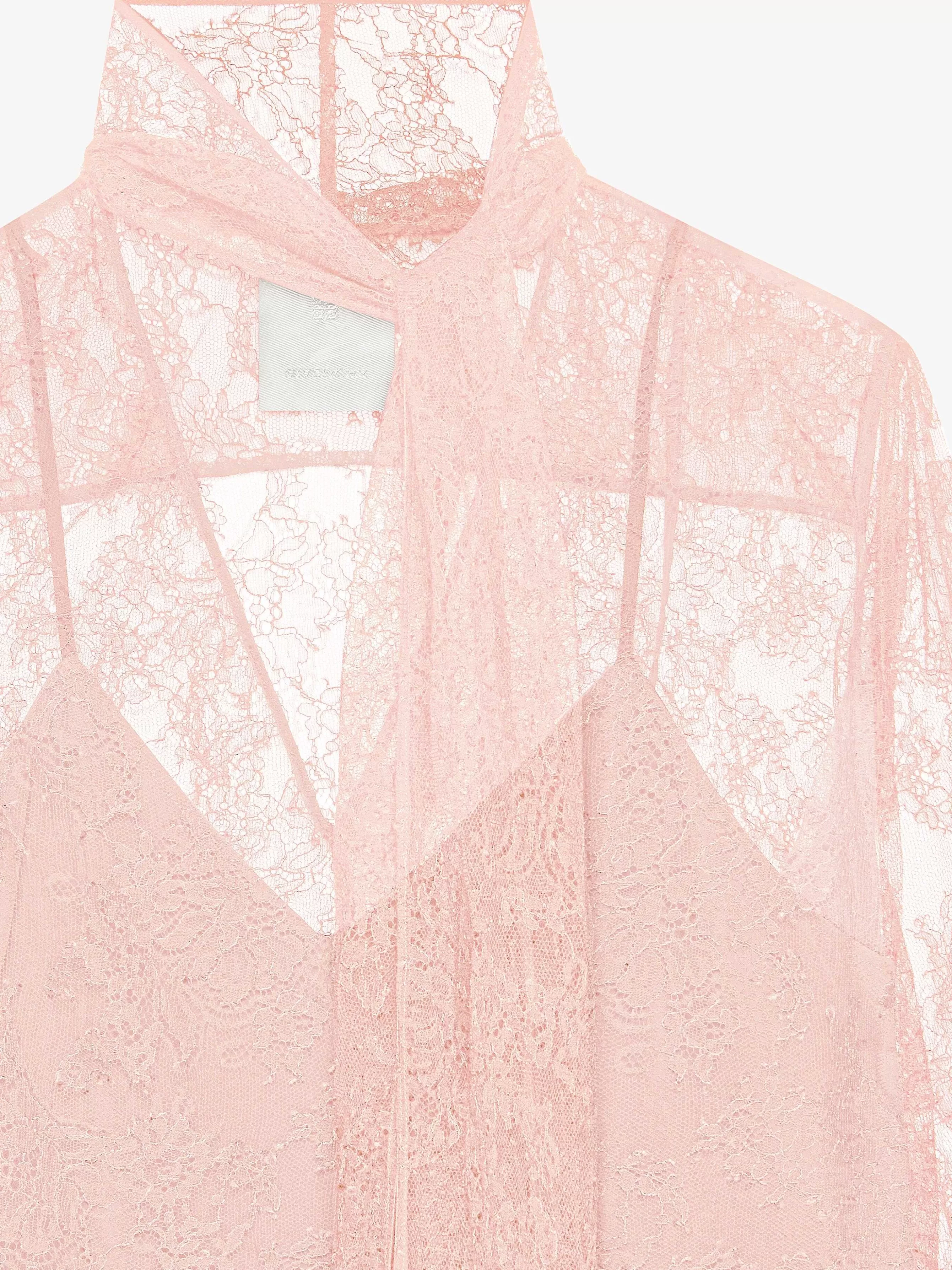 Givenchy Hauts Et Chemises>Blouse En Dentelle Avec Lavalliere Rose Poudre