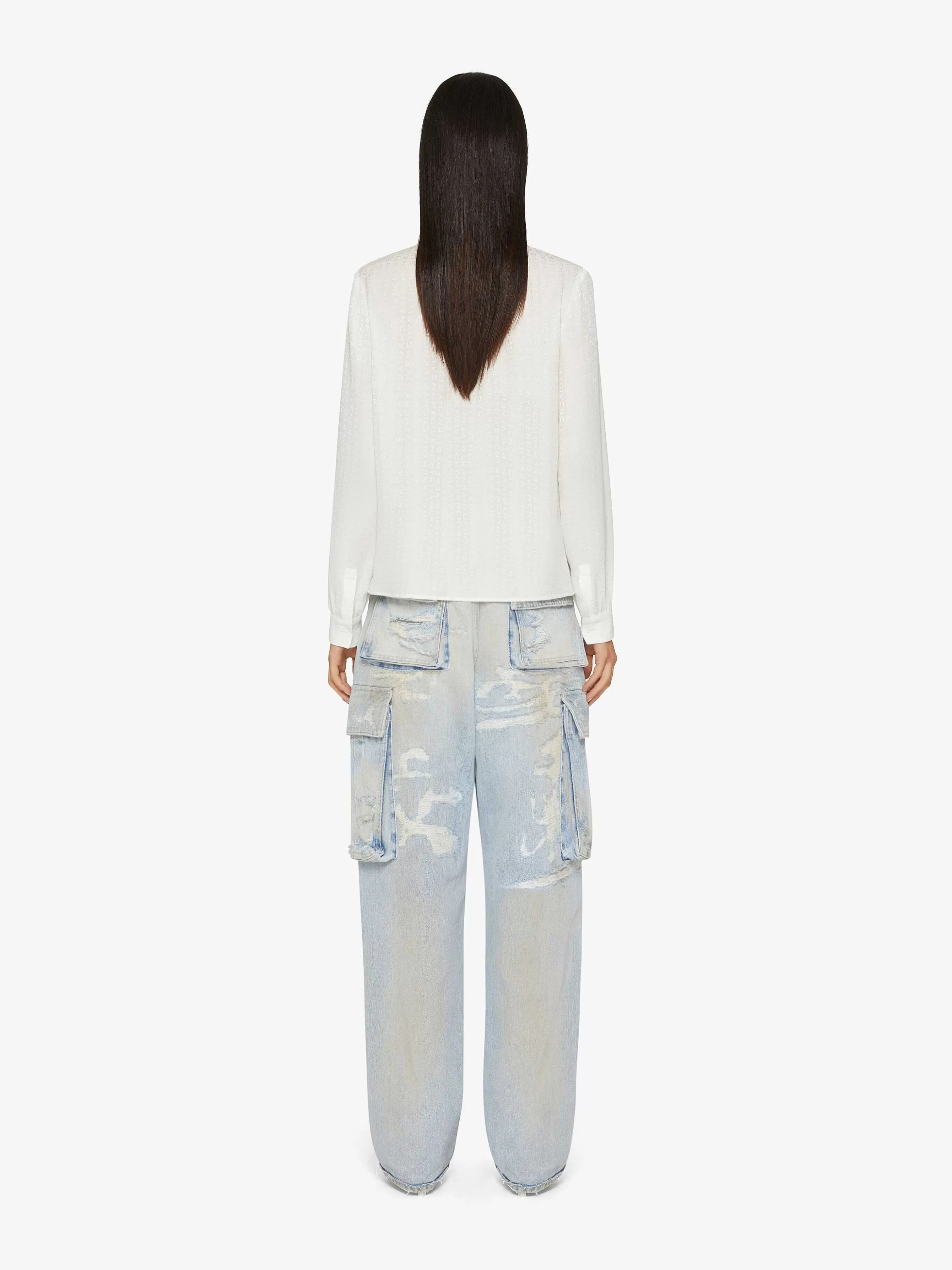 Givenchy Hauts Et Chemises>Blouse En Soie Avec Lavalliere Blanc