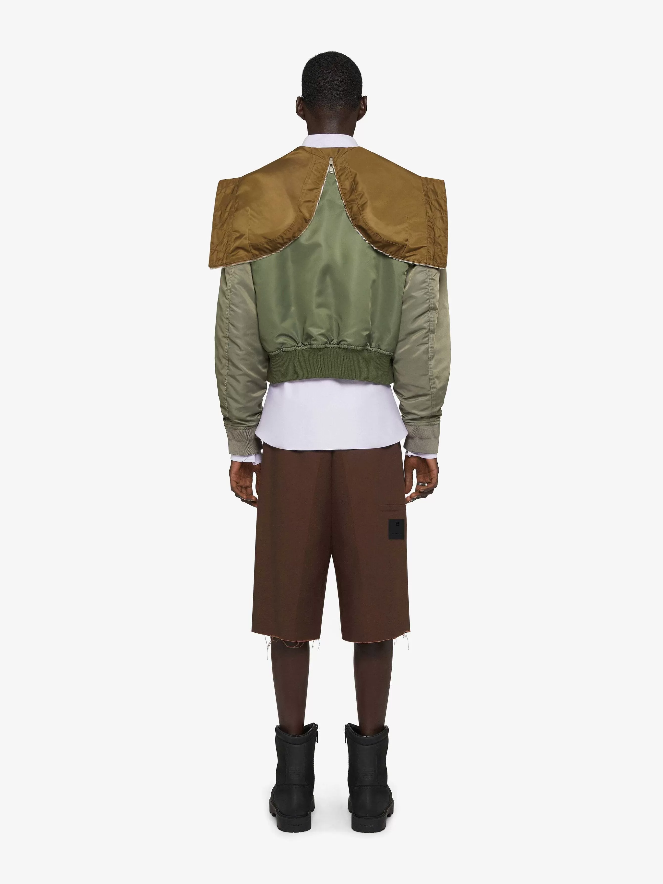 Givenchy Vetements D'Exterieur Et Blousons>Blouson Aviateur A Capuche Olive Verte