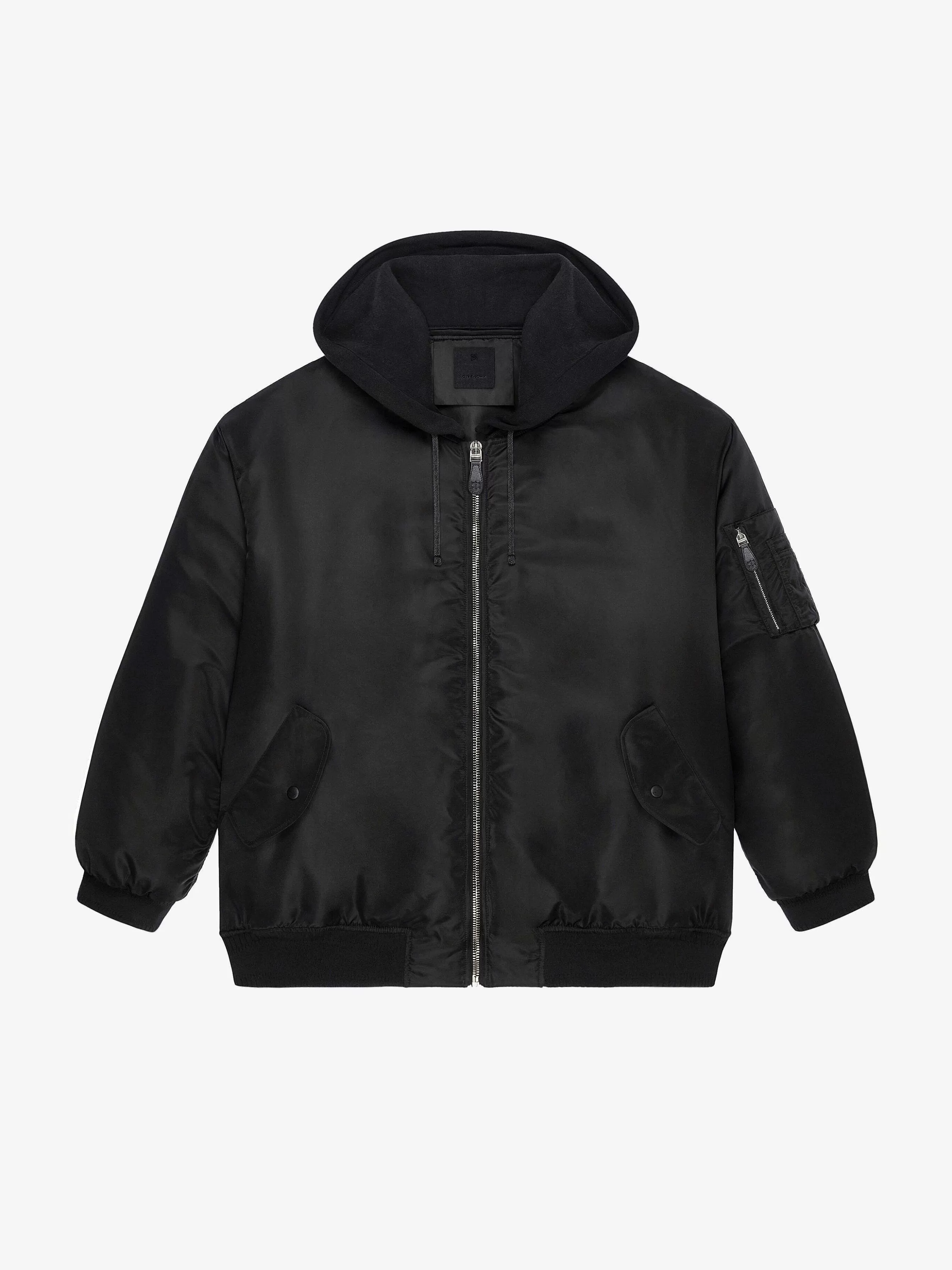 Givenchy Vetements D'Exterieur Et Blousons>Blouson Aviateur Surdimensionne A Capuche Noir