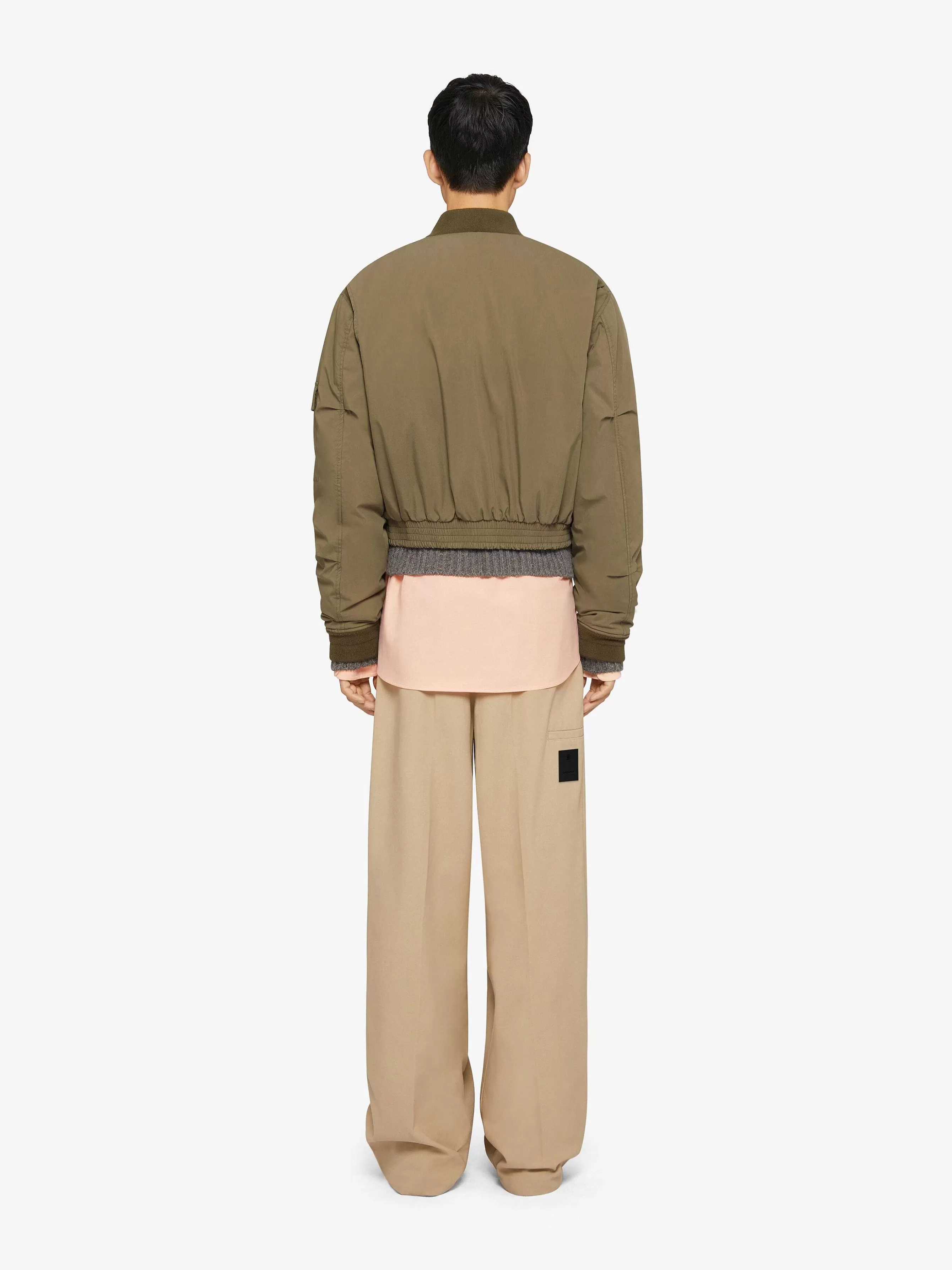 Givenchy Vetements D'Exterieur Et Blousons>Blouson Bomber Court En Coton Olive Verte