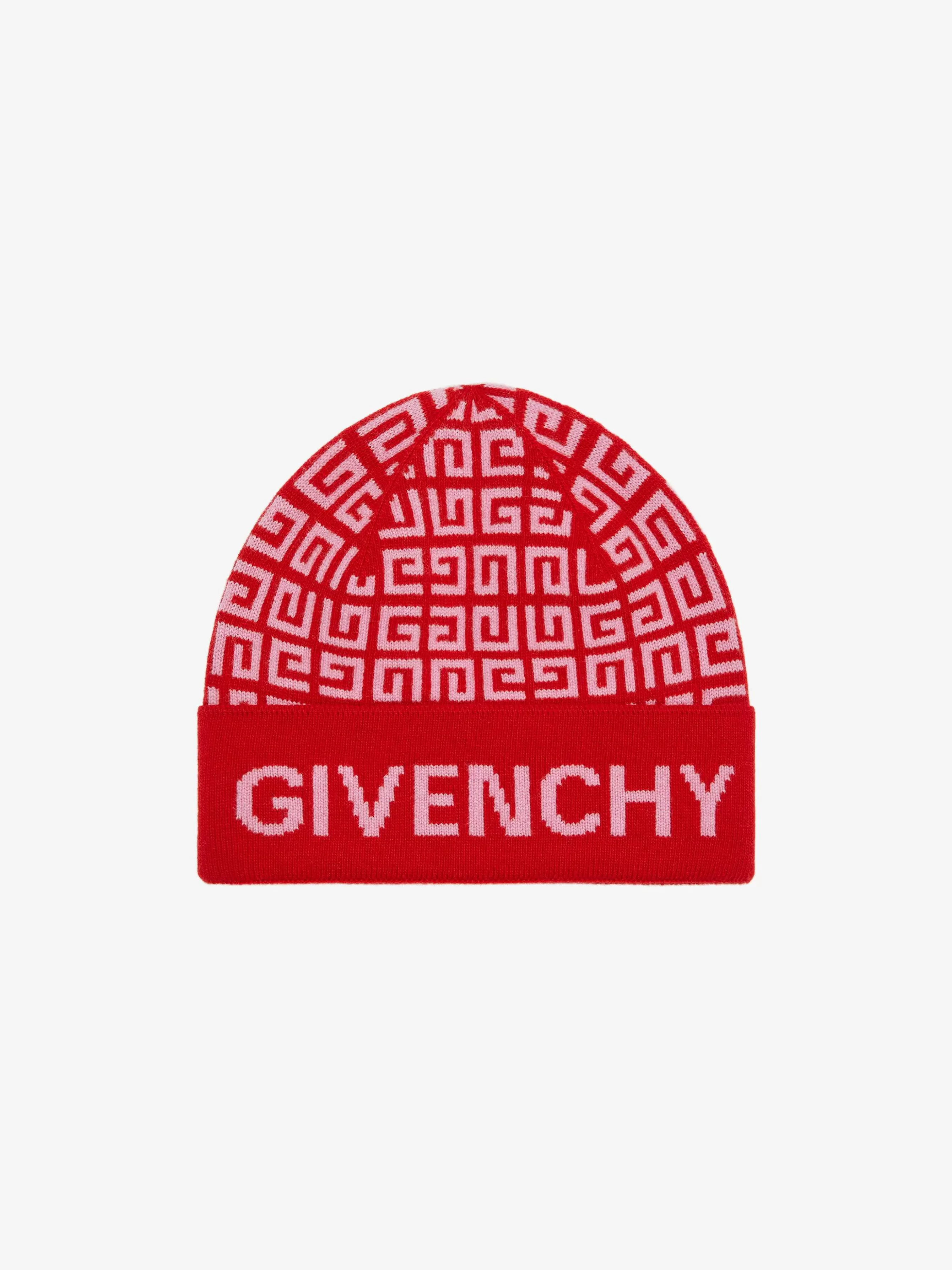 Givenchy Autres Accessoires>Bonnet Jacquard 4G Rose/Rouge