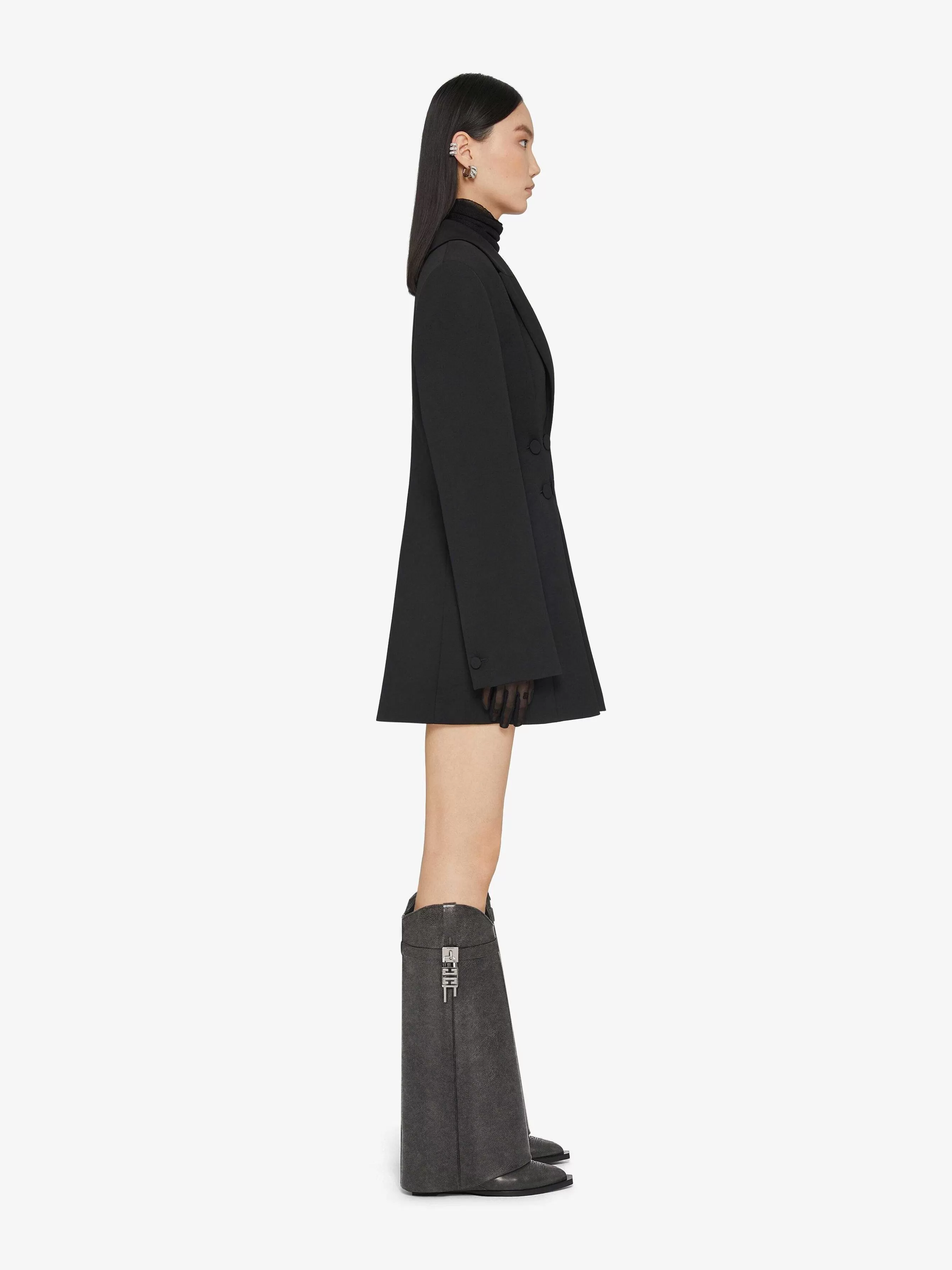 Givenchy Bottes Et Bottines>Bottes Cowboy Shark Lock En Cuir Vieilli Noir