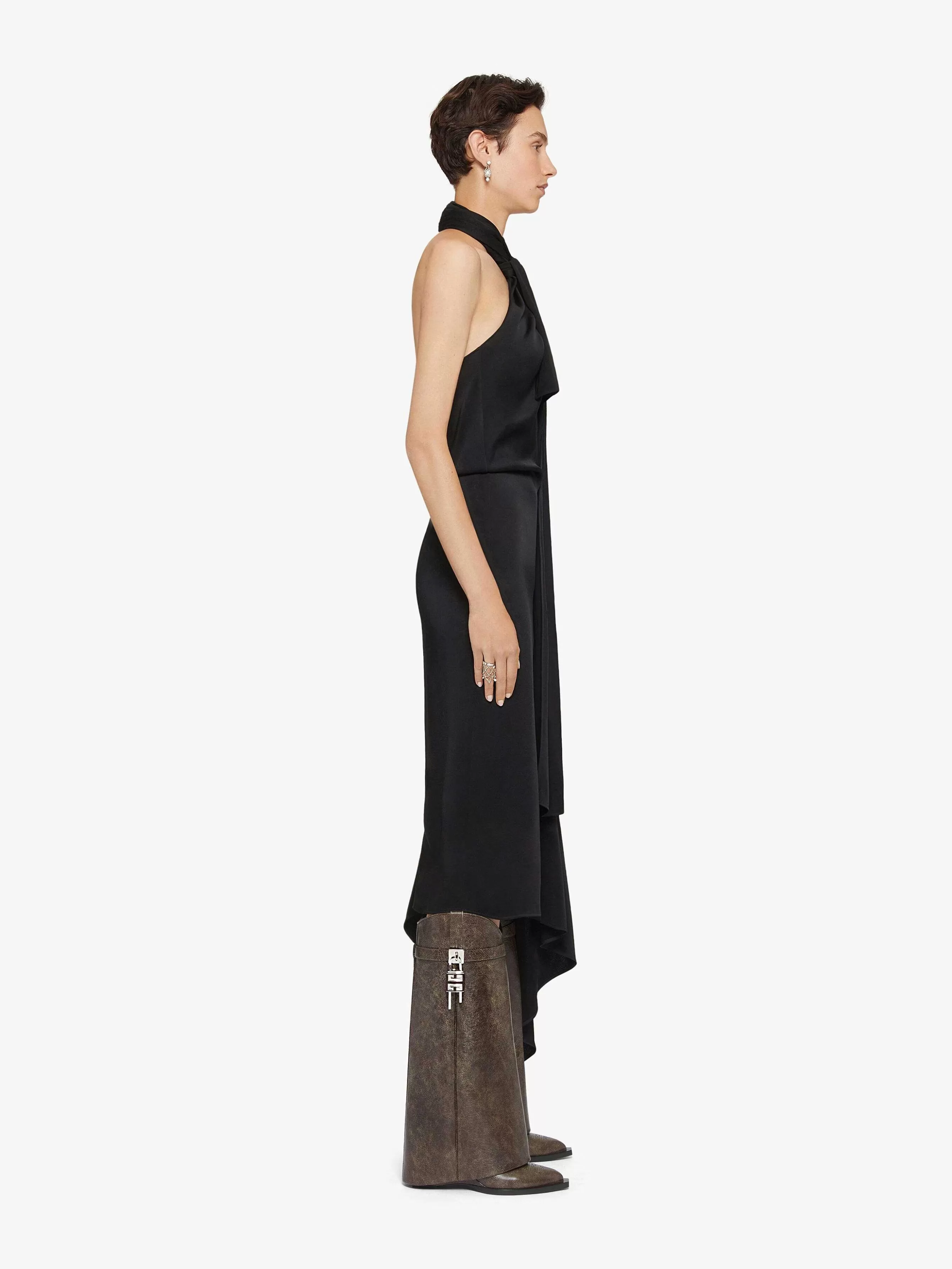 Givenchy Bottes Et Bottines>Bottes De Cowboy Shark Lock En Cuir Brun Noyer