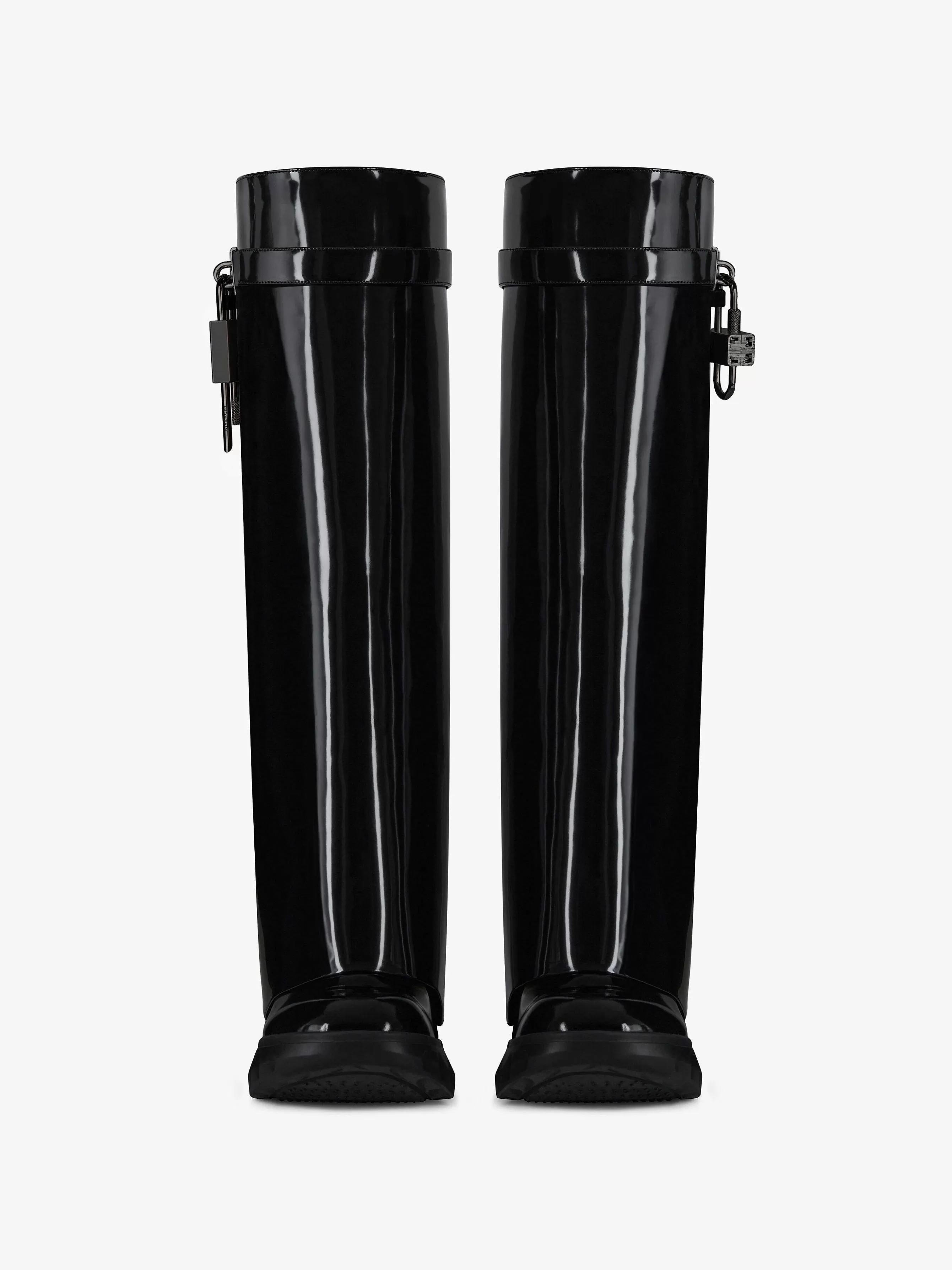 Givenchy Serrure A Requin>Bottes De Motard Shark Lock En Cuir Verni Noir