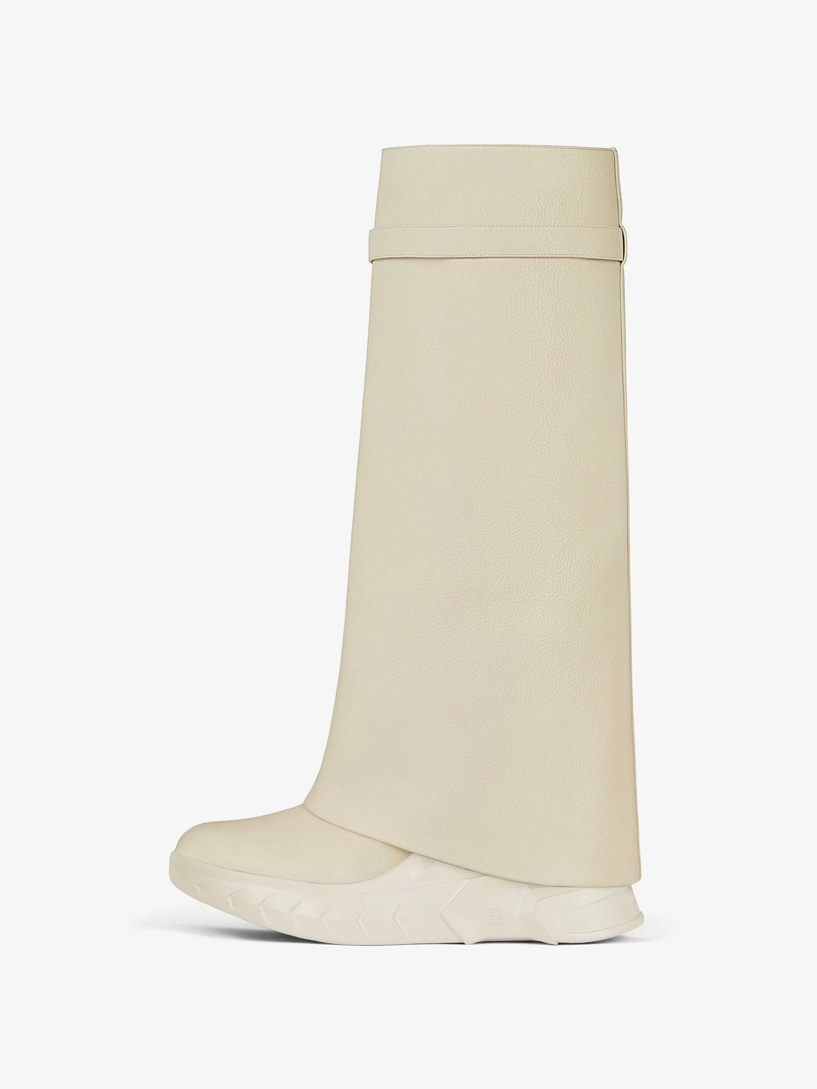 Givenchy Bottes Et Bottines>Bottes Motardes Shark Lock En Cuir Graine Beige