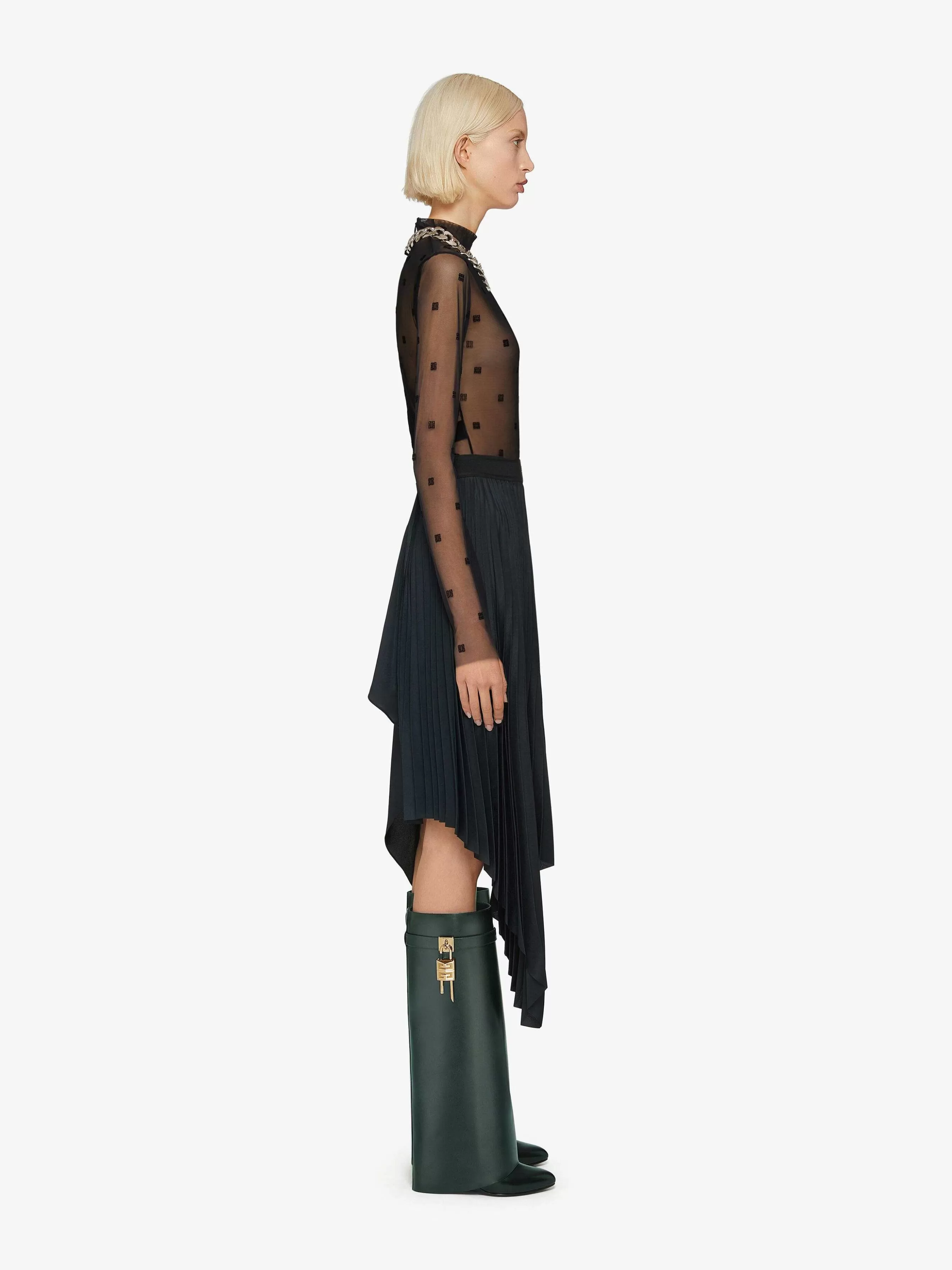 Givenchy Bottes Et Bottines>Bottes Shark Lock En Cuir Foret Verte