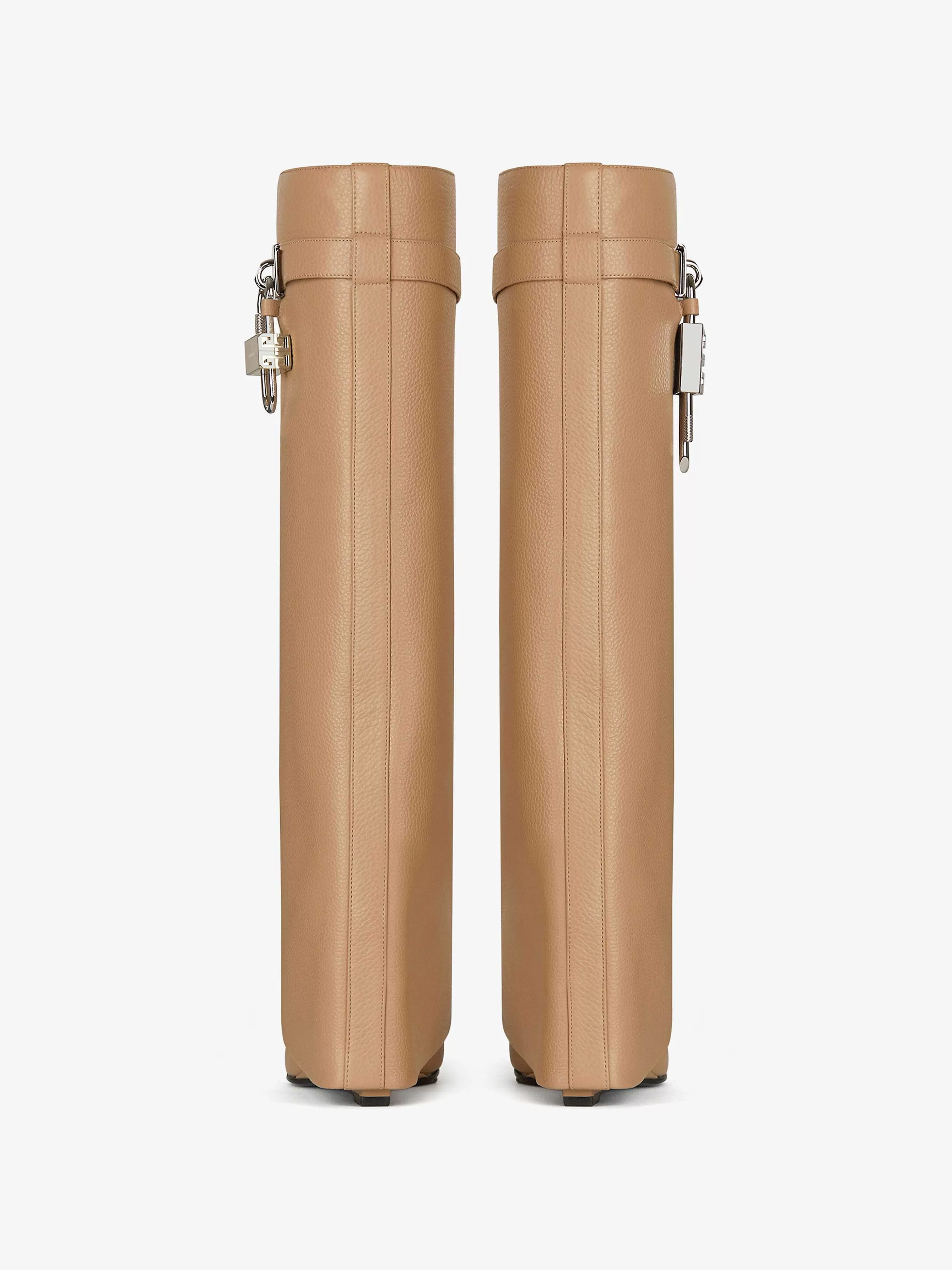 Givenchy Bottes Et Bottines>Bottes Shark Lock En Cuir Graine Beige