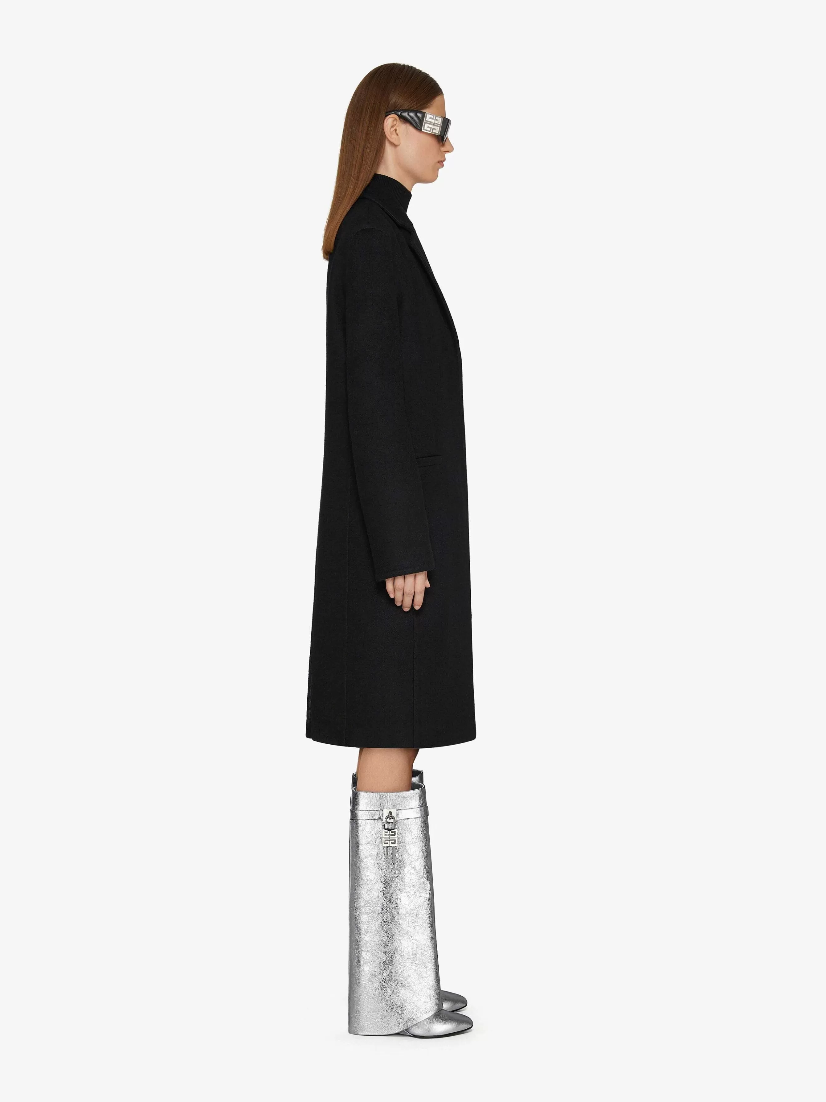 Givenchy Bottes Et Bottines>Bottes Shark Lock En Cuir Metallise Argente