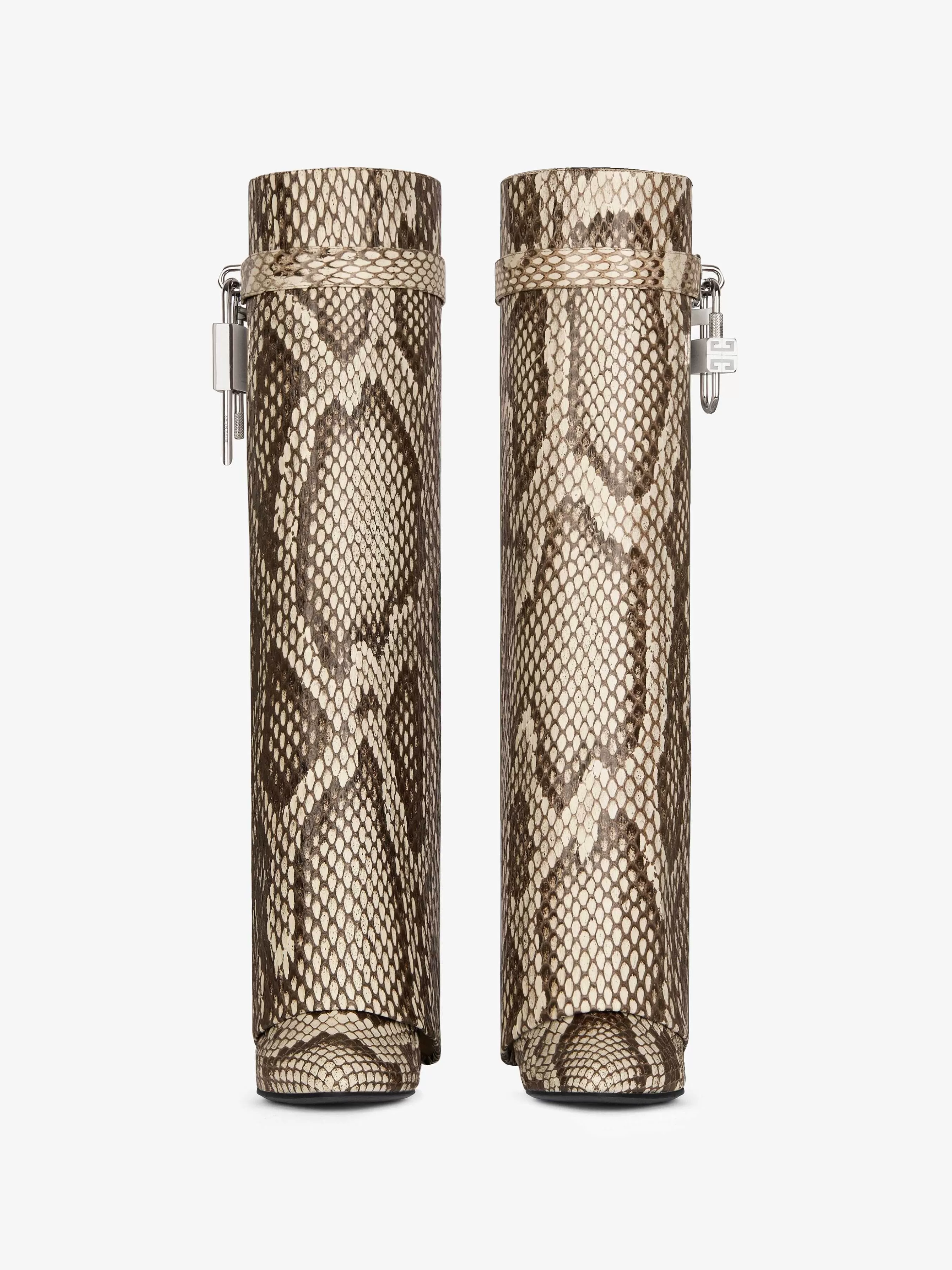 Givenchy Bottes Et Bottines>Bottes Shark Lock En Python Gris/Naturel