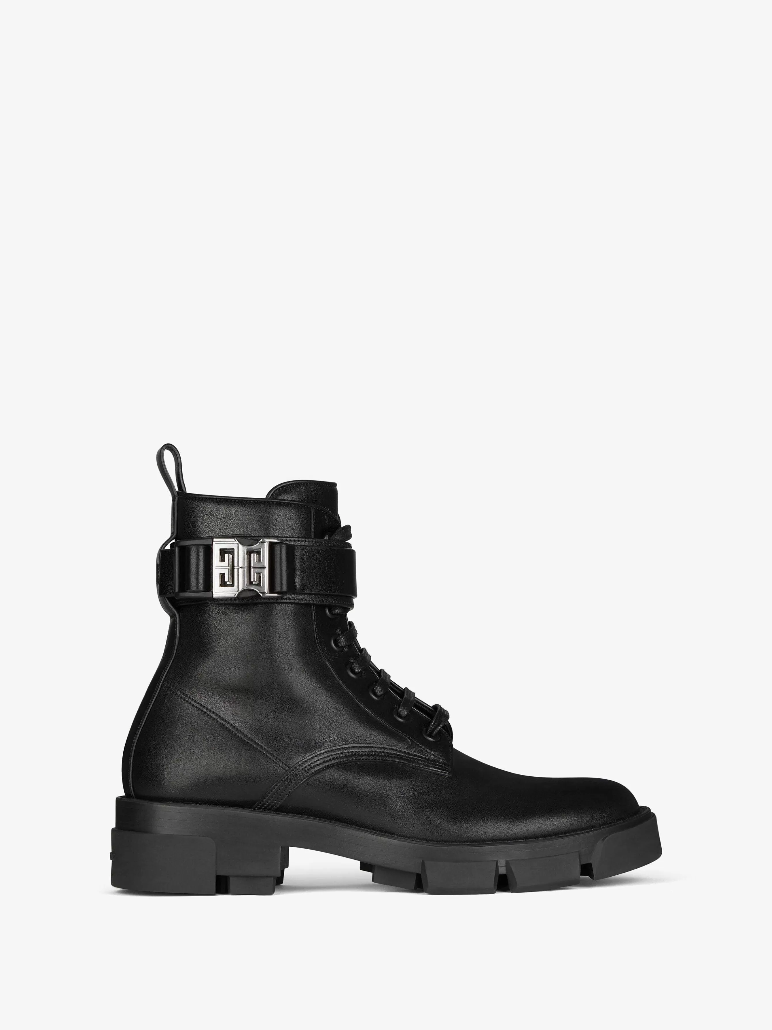 Givenchy Bottes Et Bottines>Bottes Terra En Cuir Avec Boucle 4G Noir