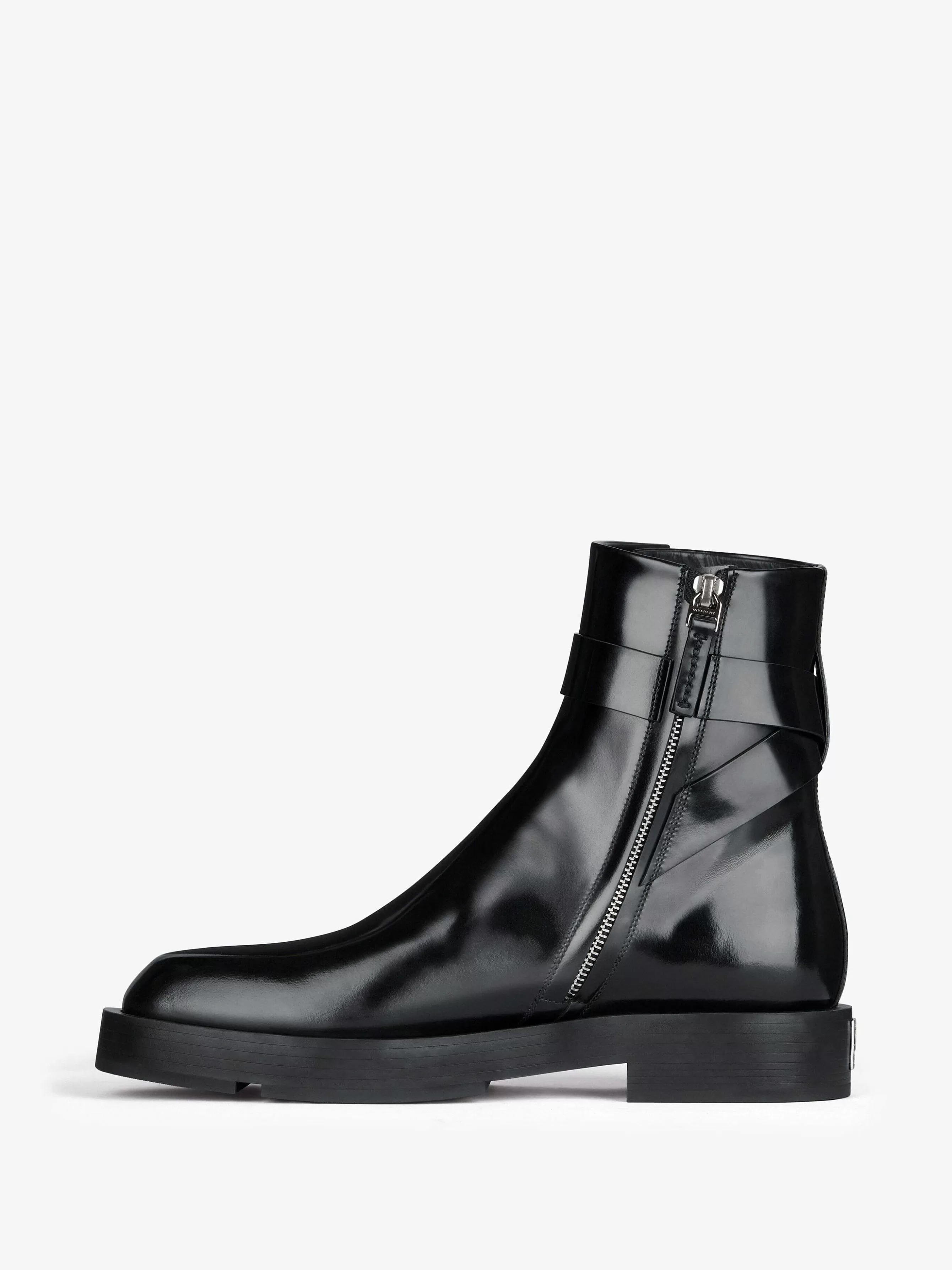 Givenchy Bottes & Derbies>Bottines Carrees En Cuir Avec Boucle 4G Noir