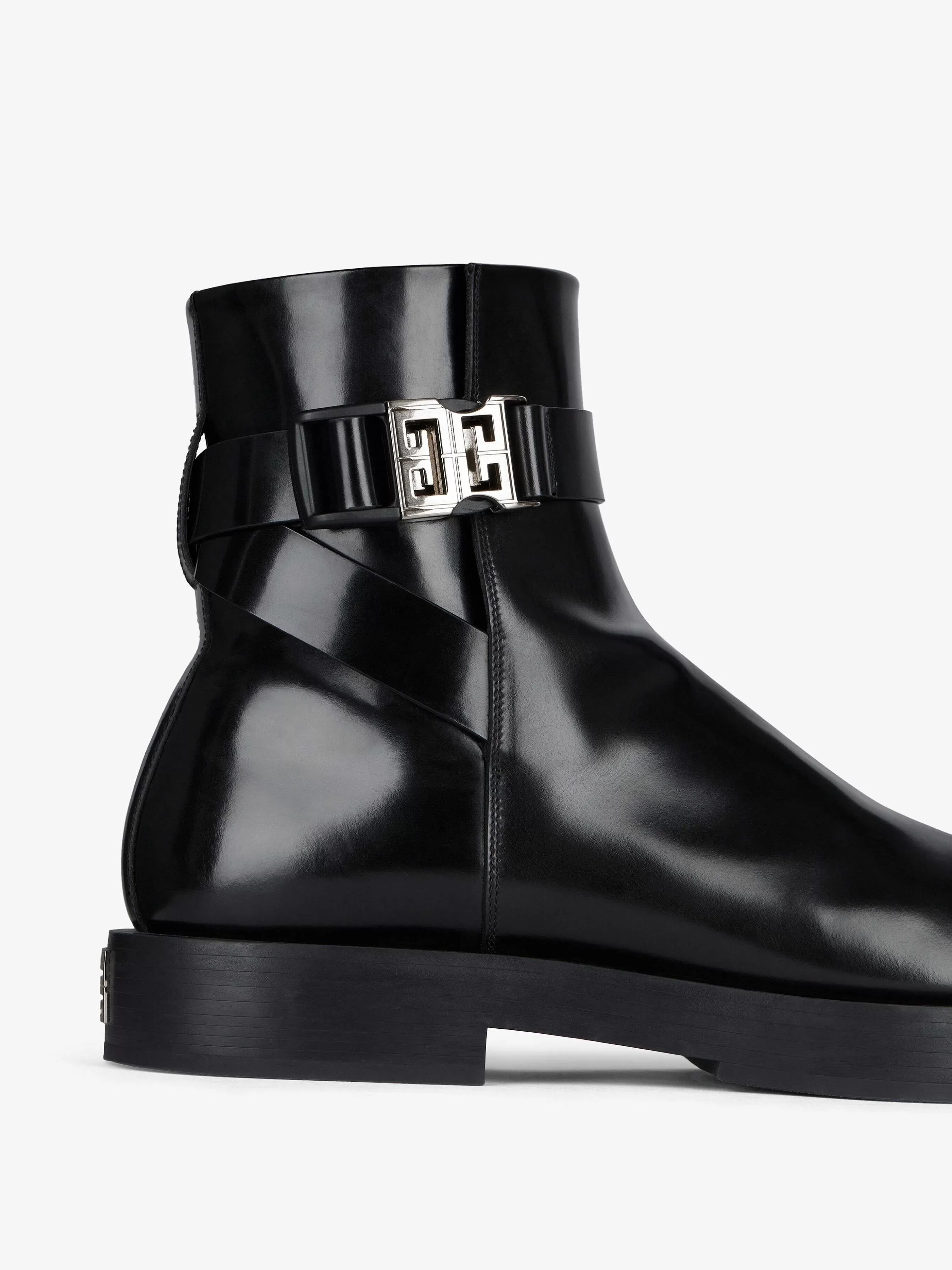 Givenchy Bottes & Derbies>Bottines Carrees En Cuir Avec Boucle 4G Noir