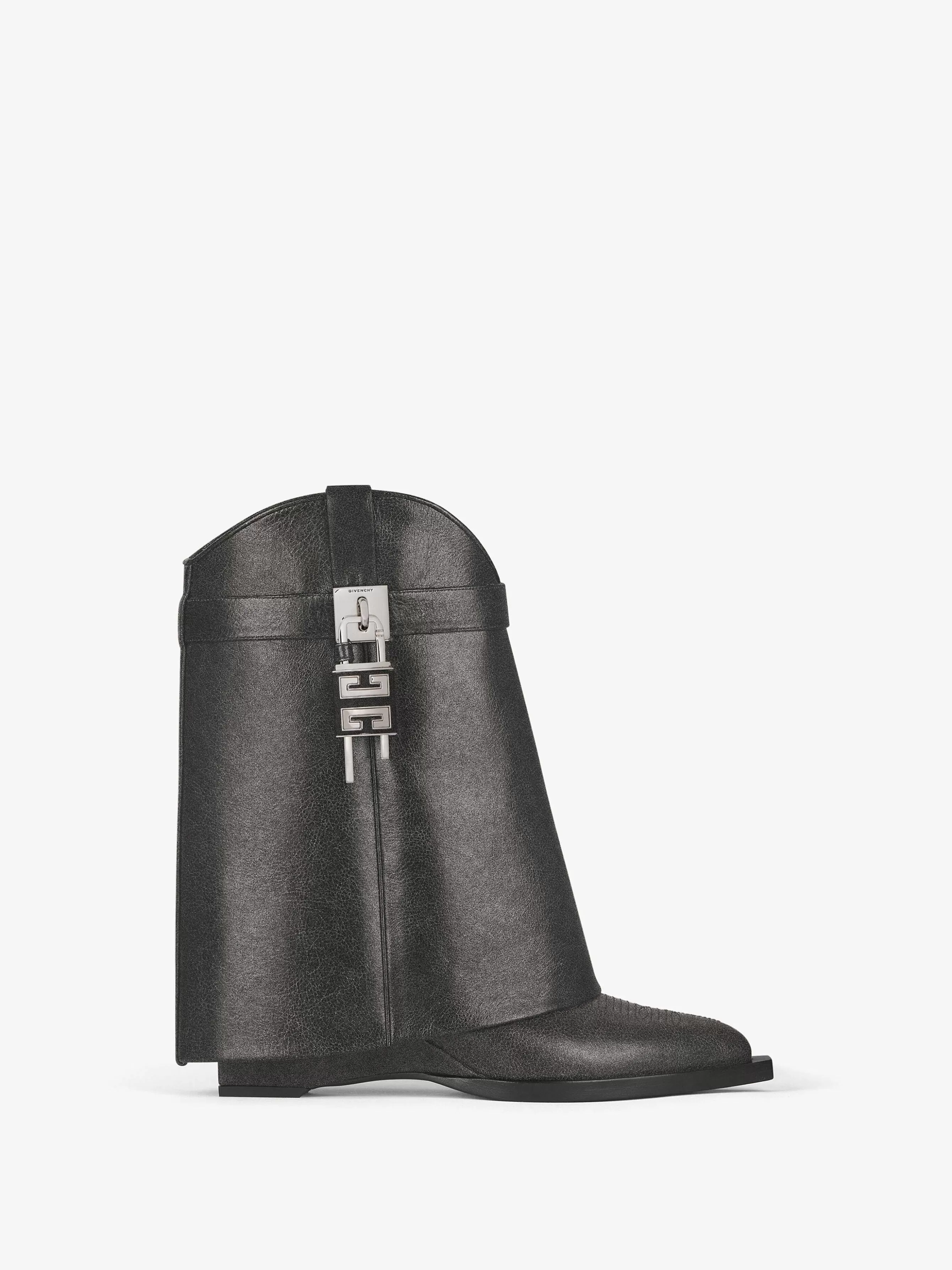 Givenchy Bottes Et Bottines>Bottines Cowboy Shark Lock En Cuir Vieilli Noir