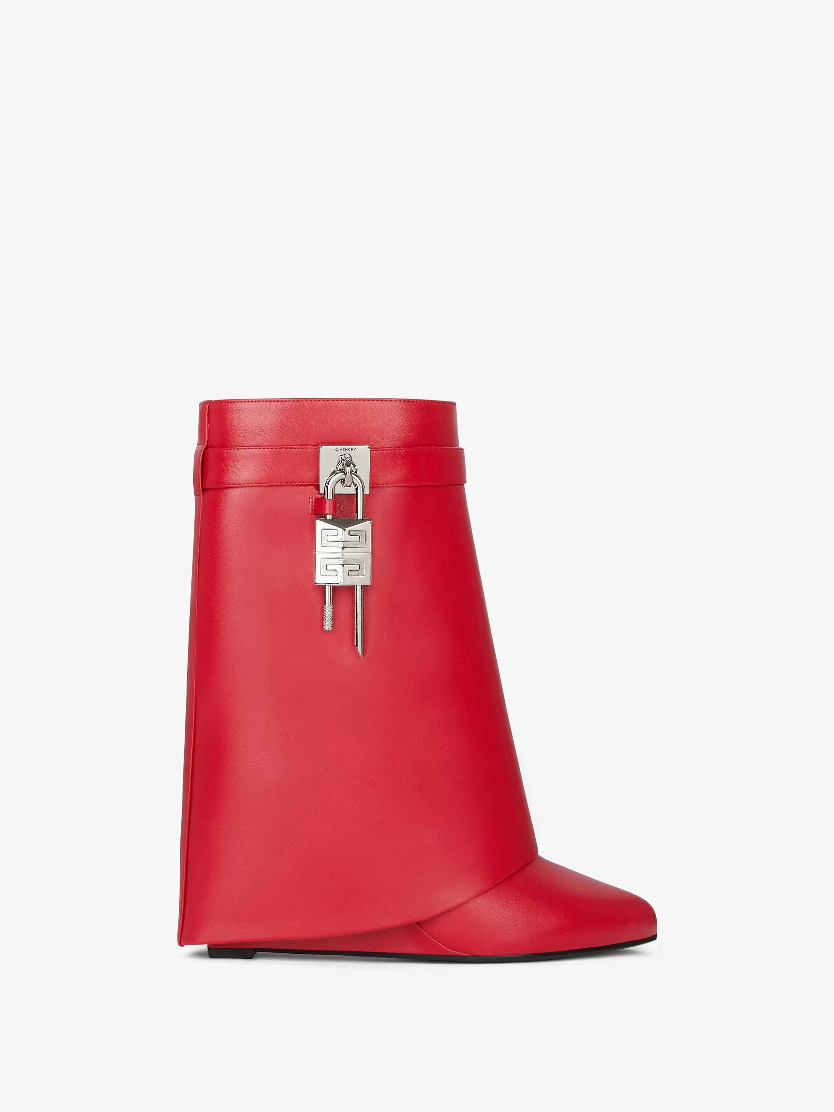 Givenchy Bottes Et Bottines>Bottines Shark Lock En Cuir Rouge