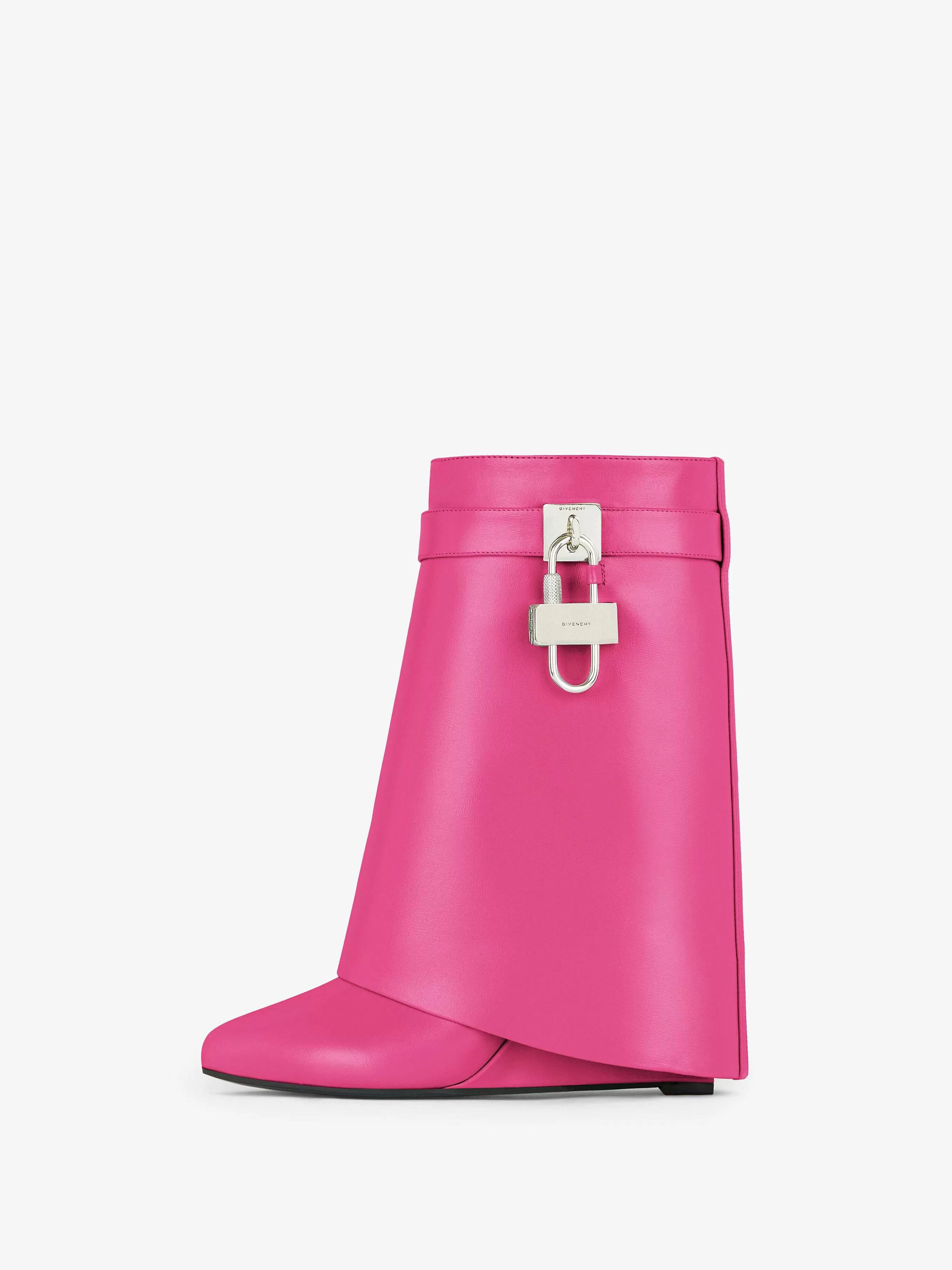 Givenchy Bottes Et Bottines>Bottines Shark Lock En Cuir Rose Neon