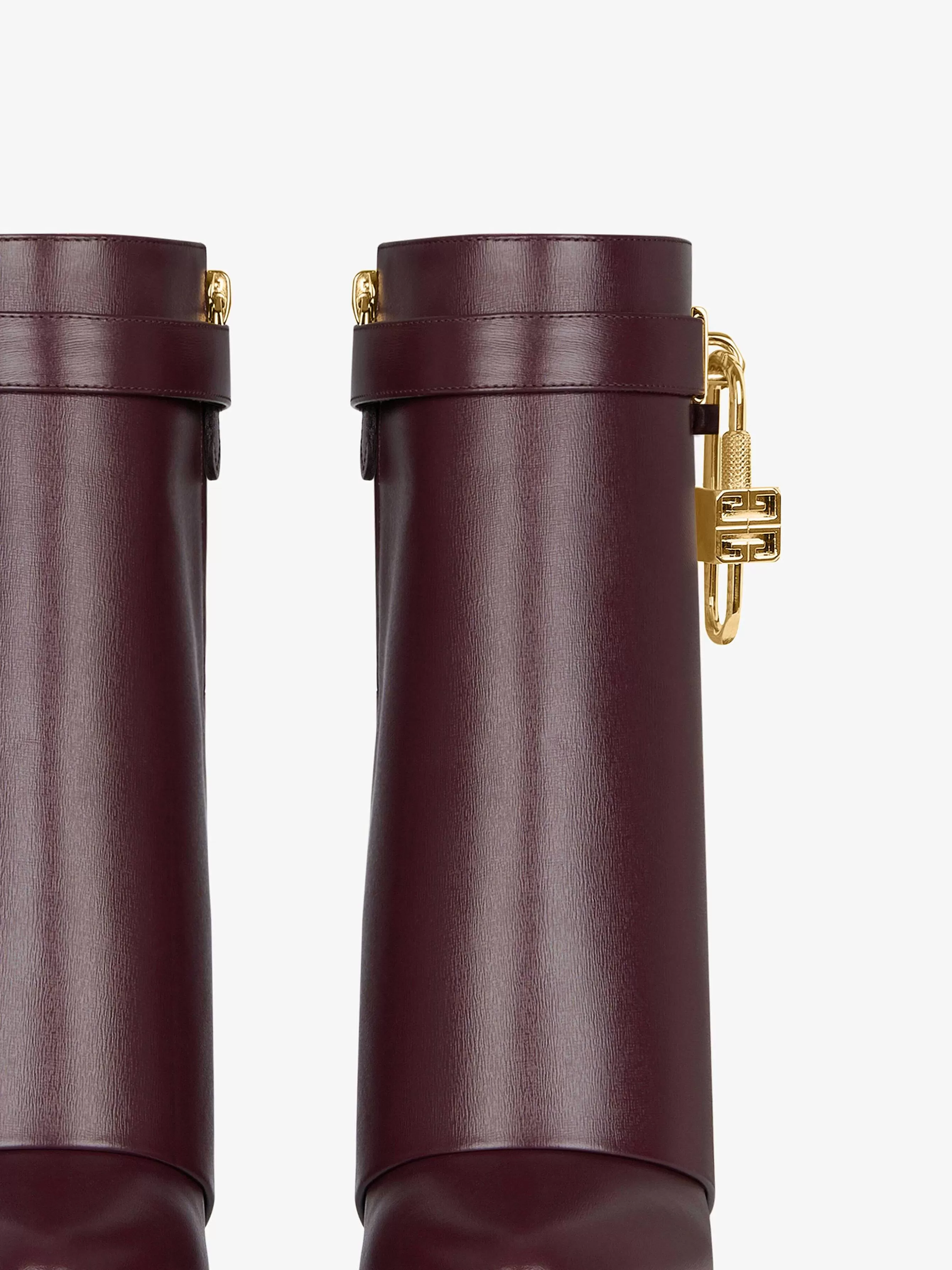 Givenchy Bottes Et Bottines>Bottines Shark Lock En Cuir Rouge Sang De Boeuf