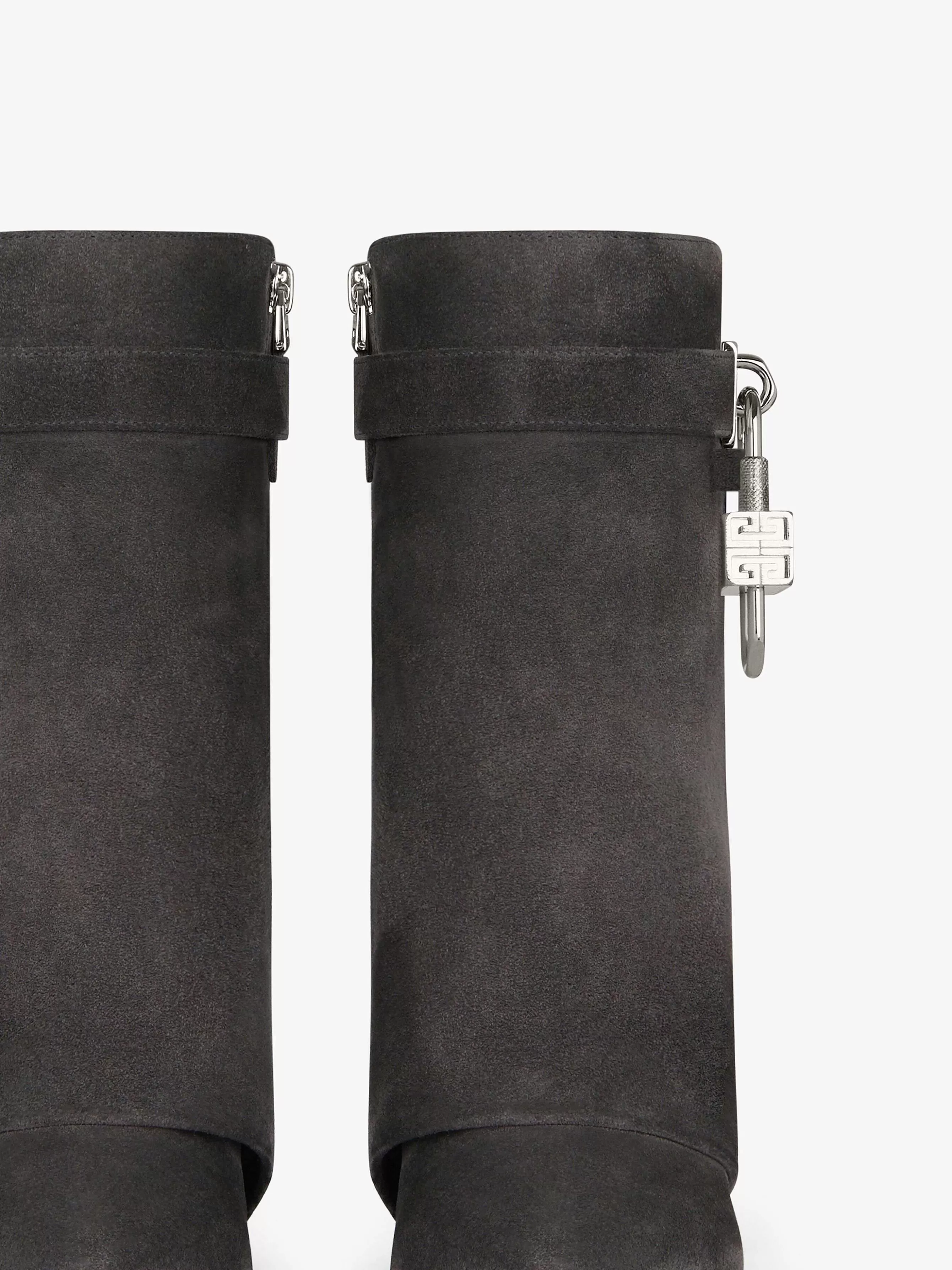 Givenchy Bottes Et Bottines>Bottines Shark Lock En Daim Gris Tempete