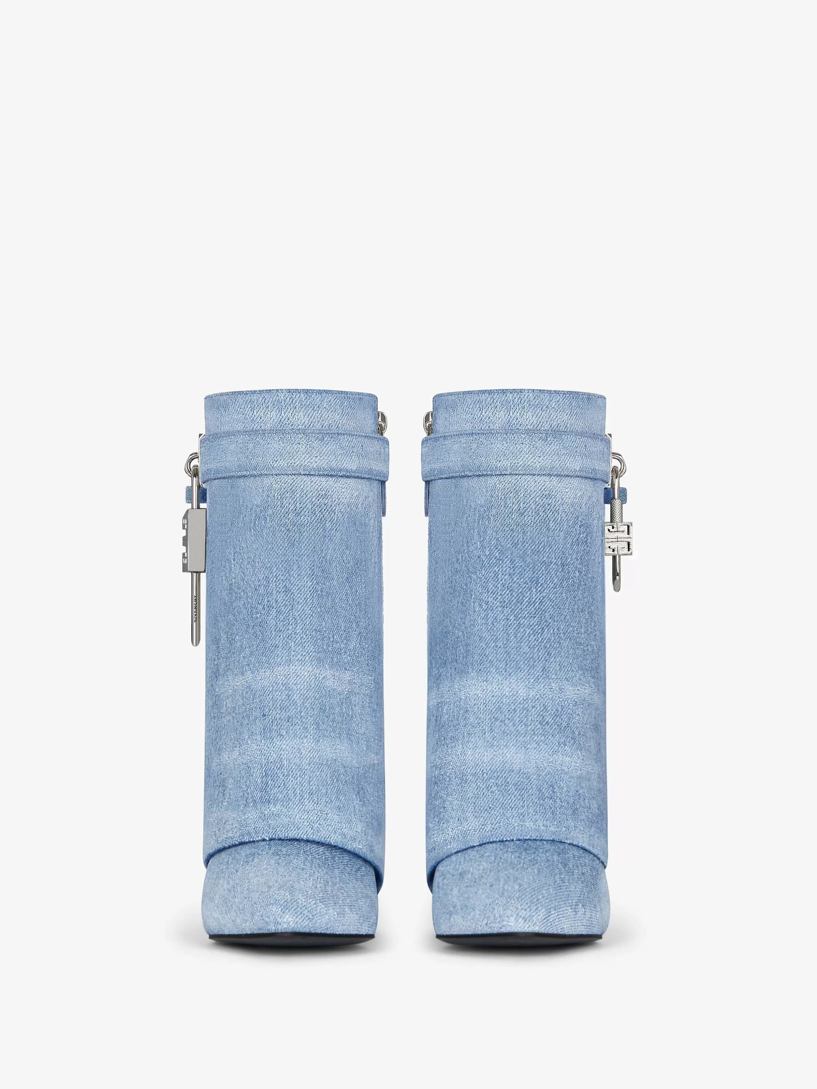 Givenchy Bottes Et Bottines>Bottines Shark Lock En Denim Delave Bleu Moyen