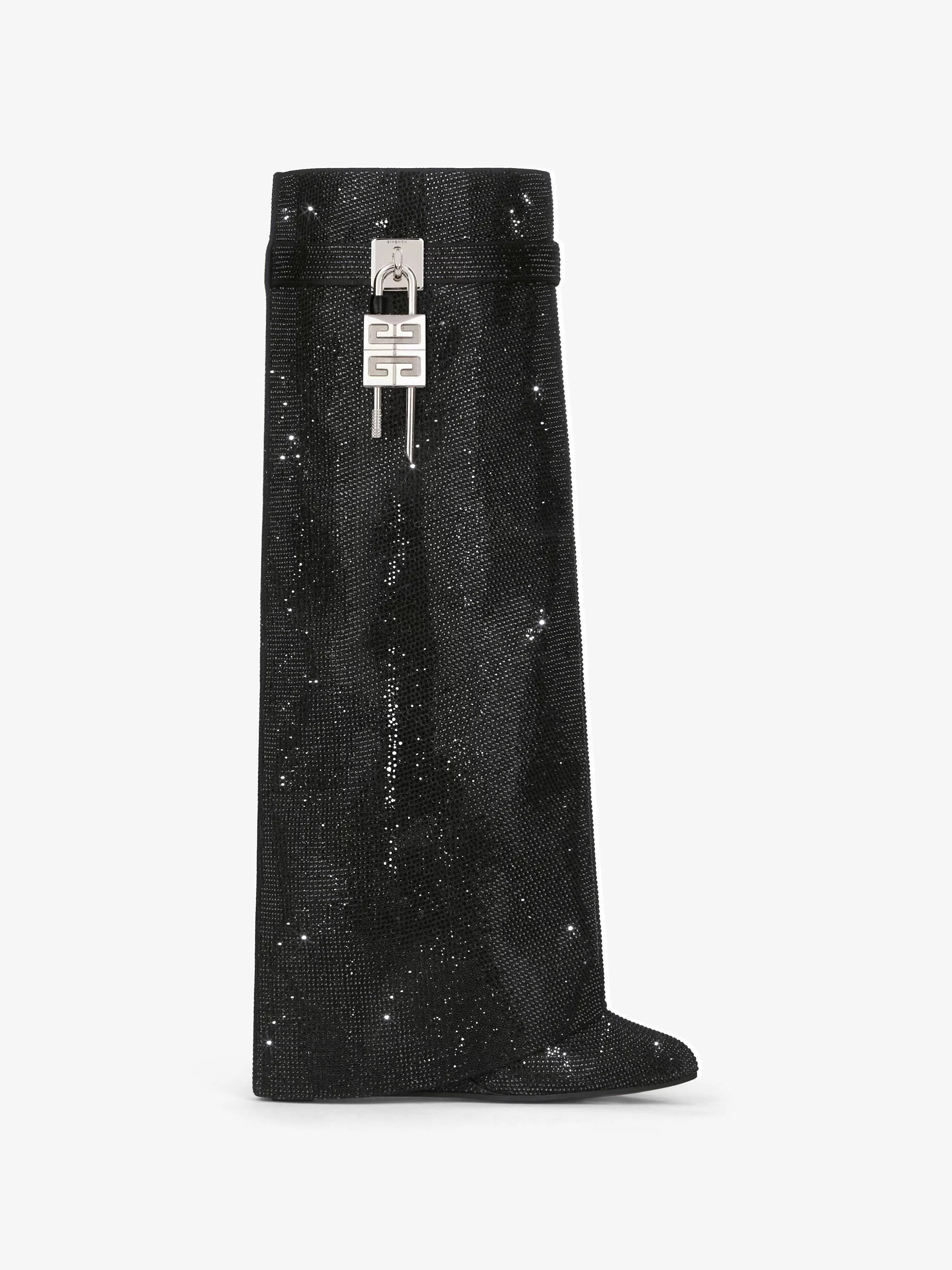 Givenchy Bottes Et Bottines>Bottines Shark Lock En Satin Avec Strass Noir