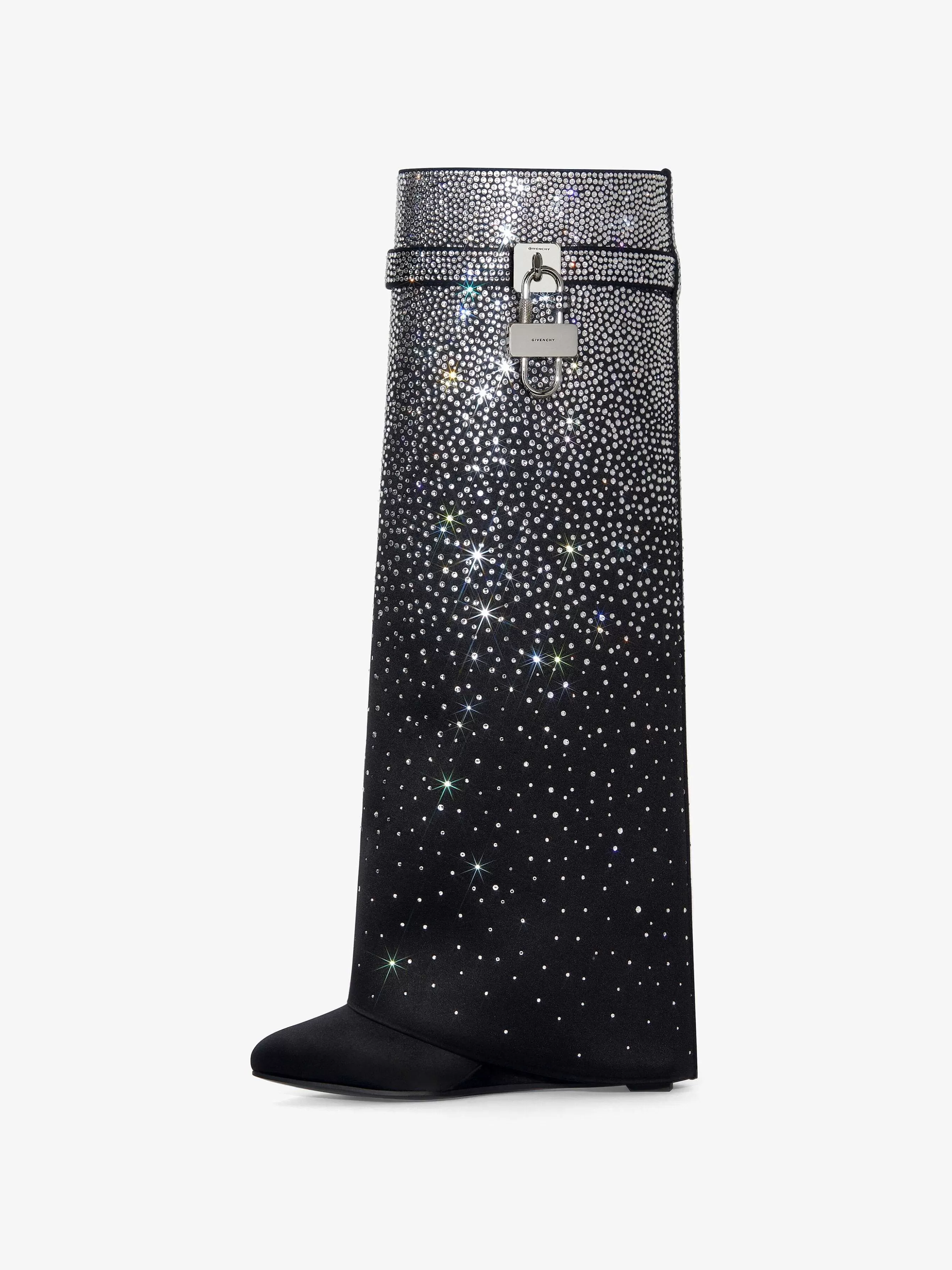 Givenchy Bottes Et Bottines>Bottines Shark Lock En Satin Avec Strass Noir/Argente