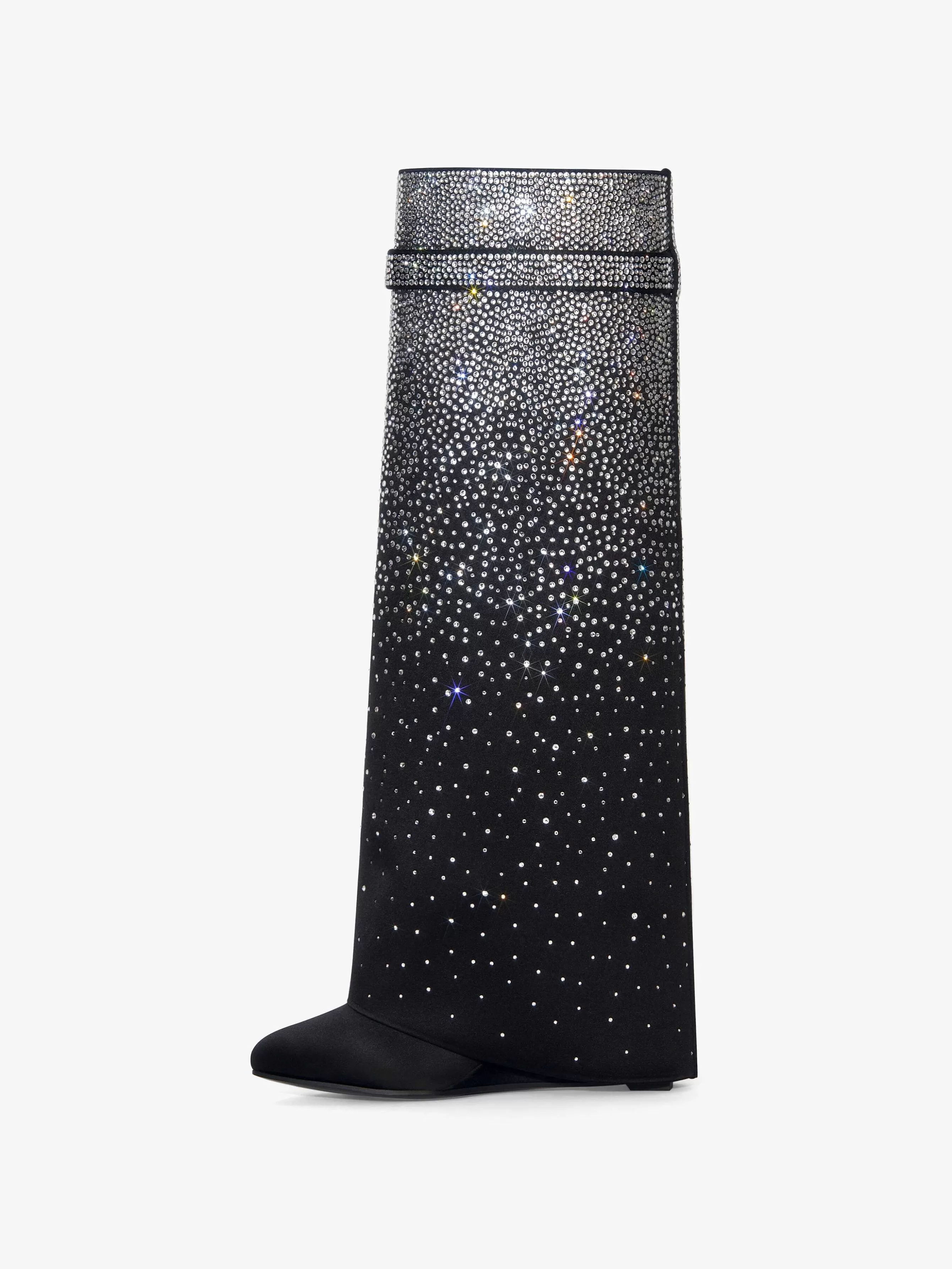 Givenchy Bottes Et Bottines>Bottines Shark Lock En Satin Avec Strass Noir/Argente