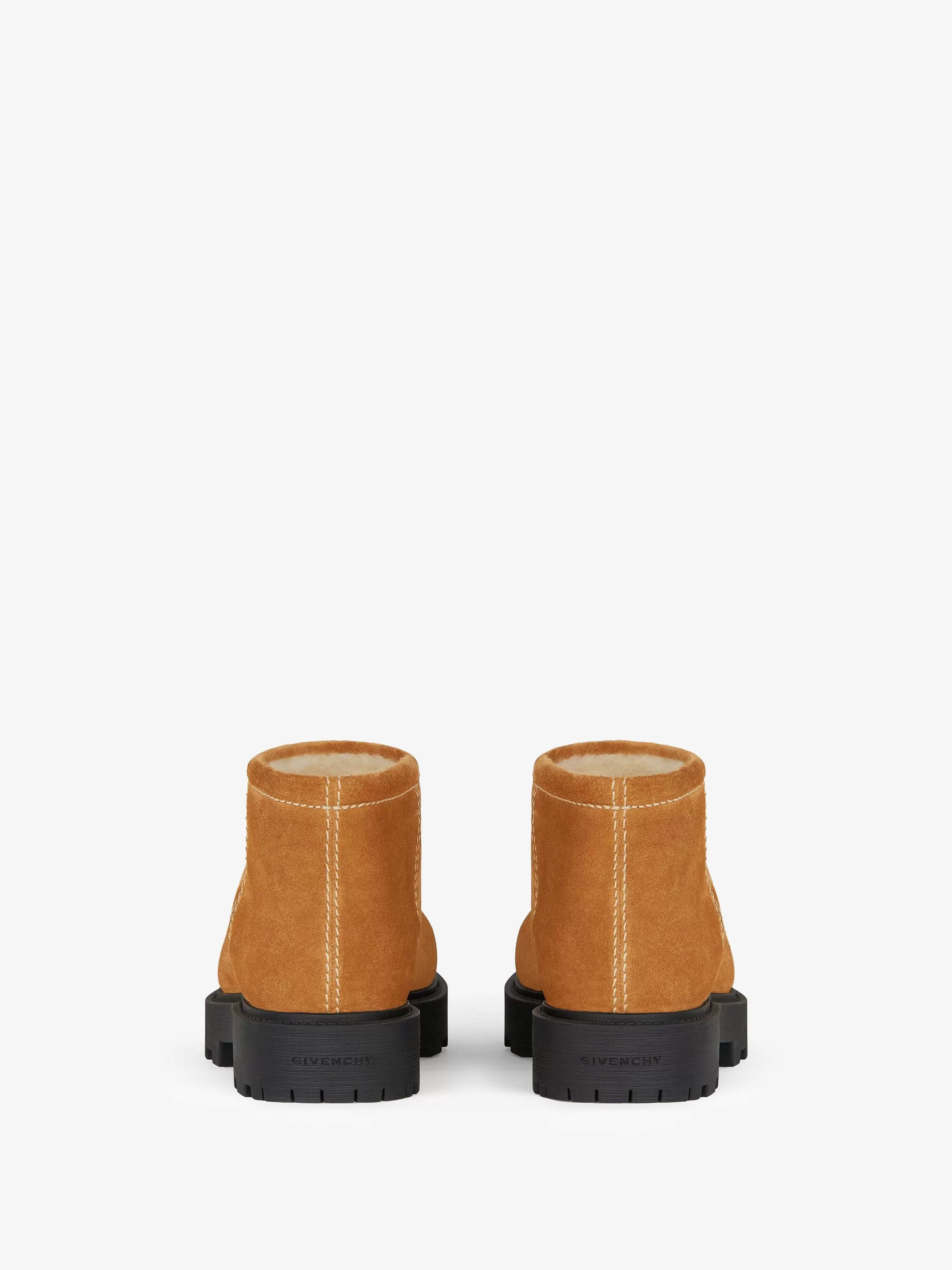 Givenchy Bottes & Derbies>Bottines Storm En Daim Et Shearling Chameau Beige