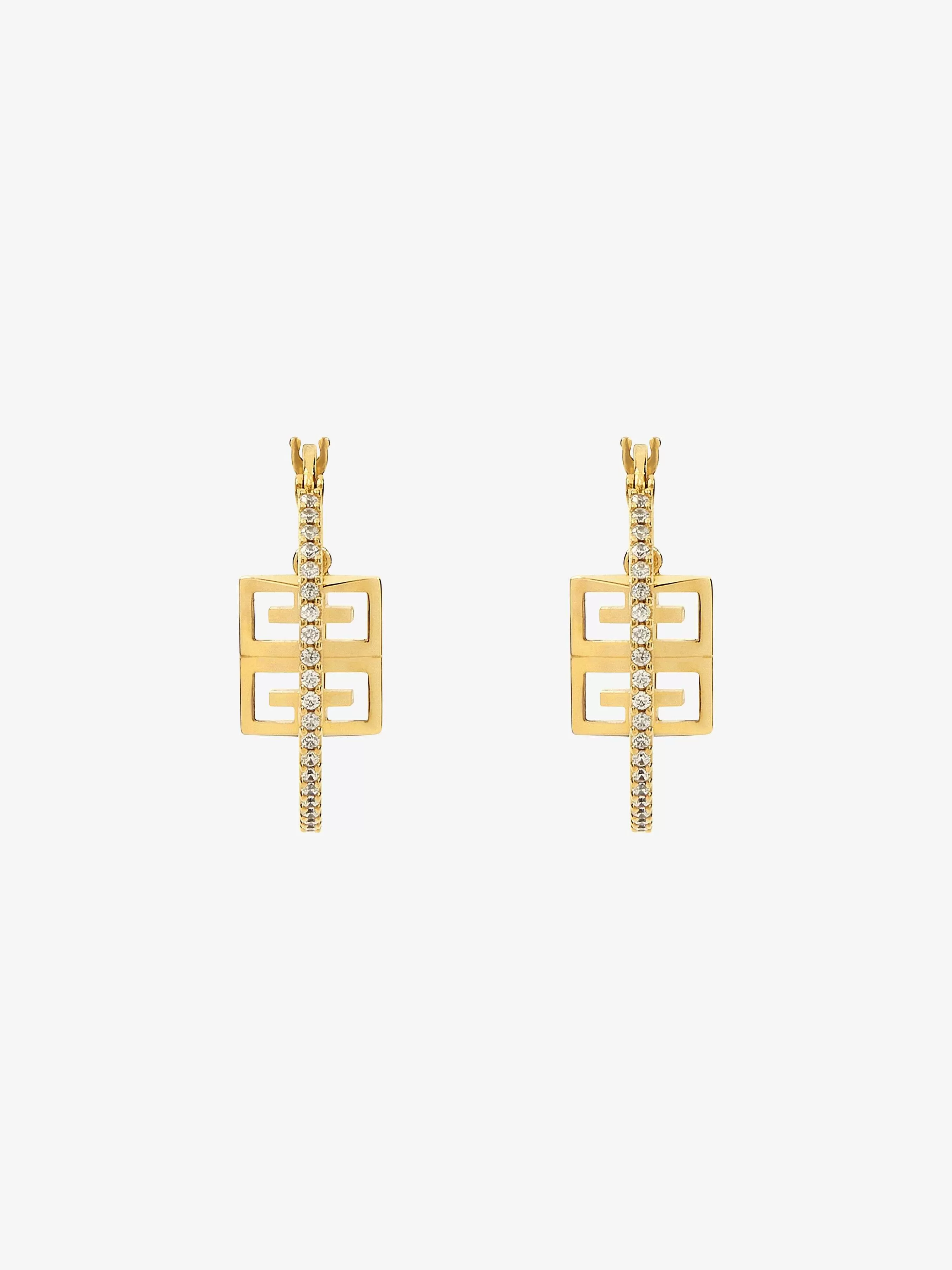 Givenchy Bijoux>Boucles D'Oreilles 4G En Metal Avec Cristaux Jaune Dore