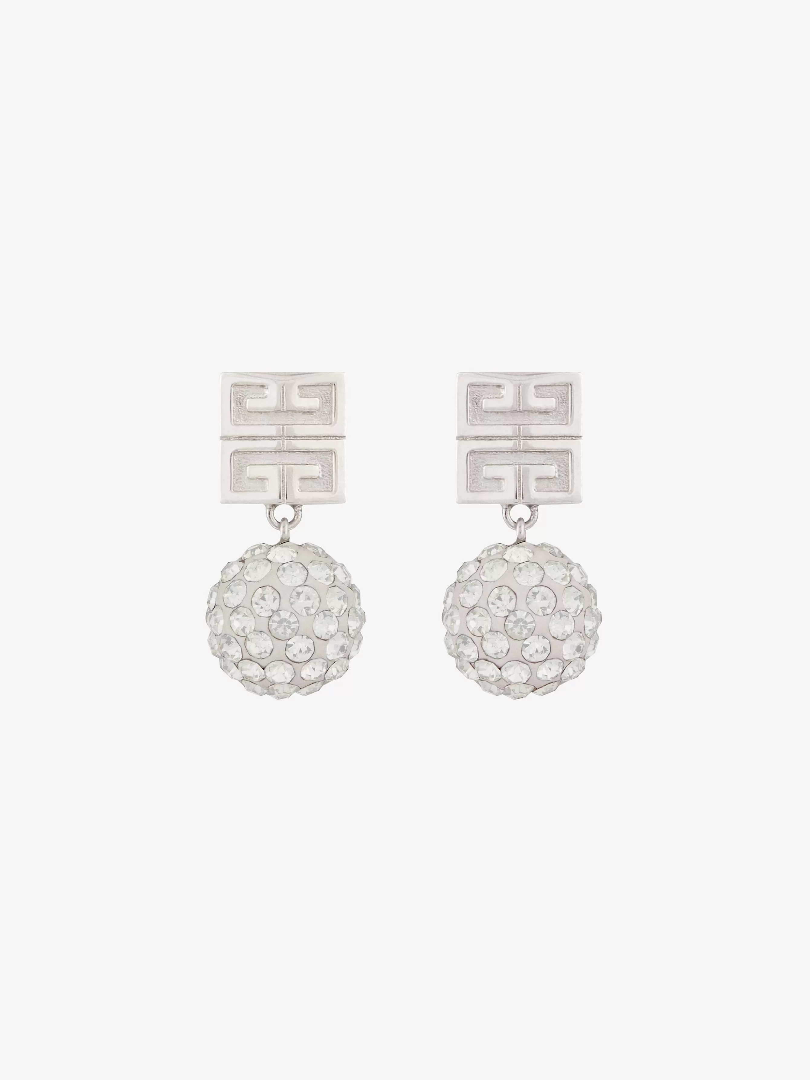 Givenchy Bijoux>Boucles D'Oreilles 4G En Metal Avec Cristaux Argente