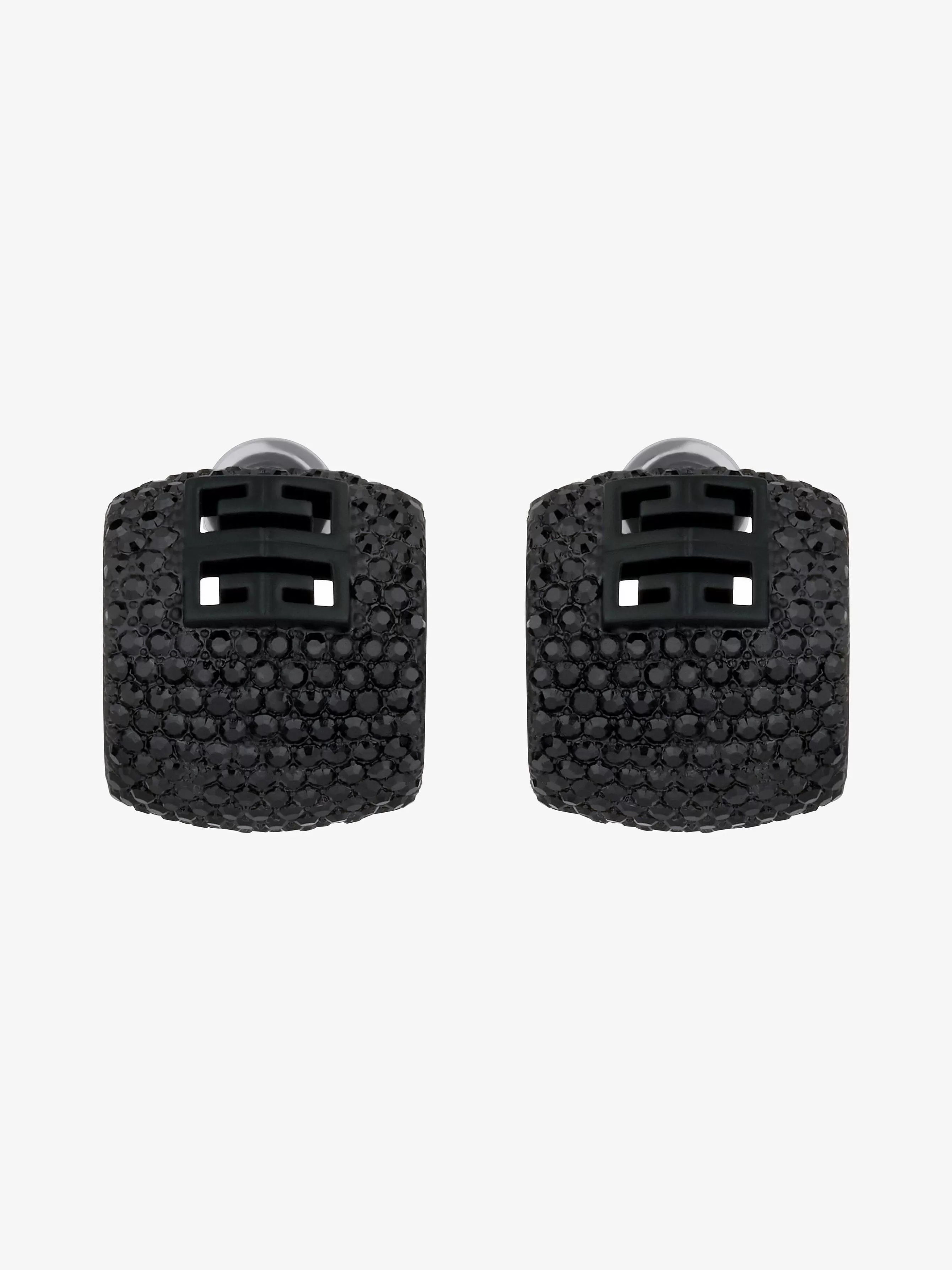 Givenchy Bijoux>Boucles D'Oreilles 4G En Metal Avec Cristaux Noir