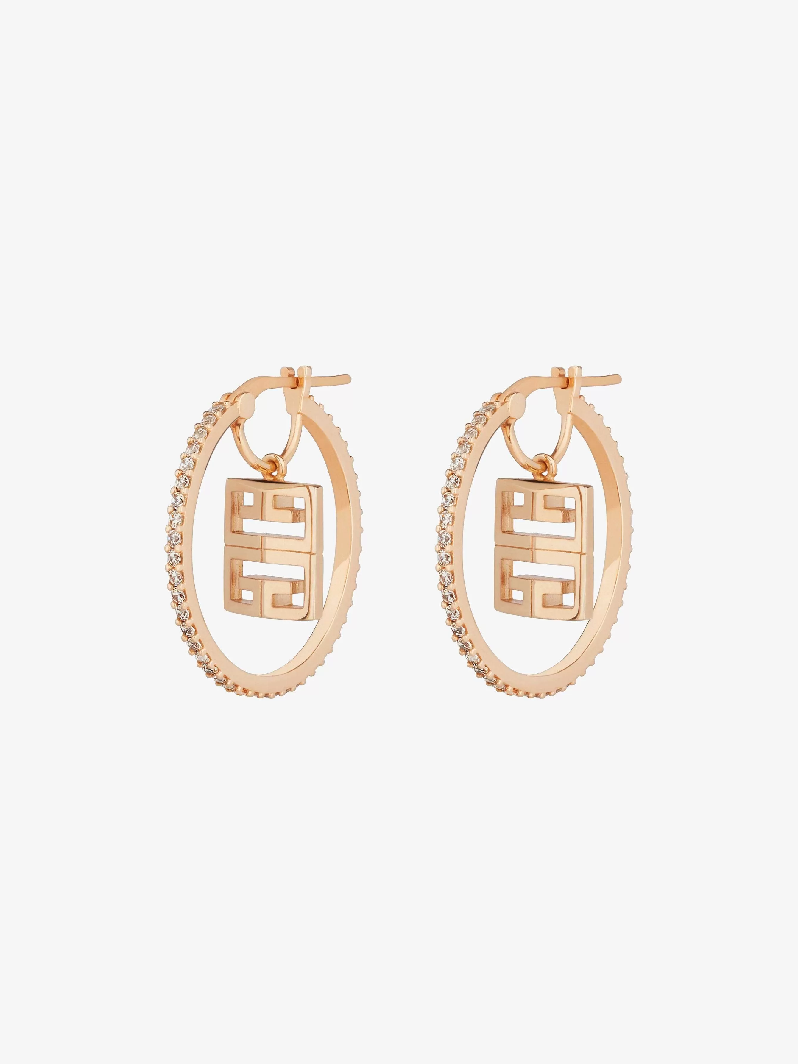 Givenchy Bijoux>Boucles D'Oreilles 4G En Metal Avec Cristaux Or Rose