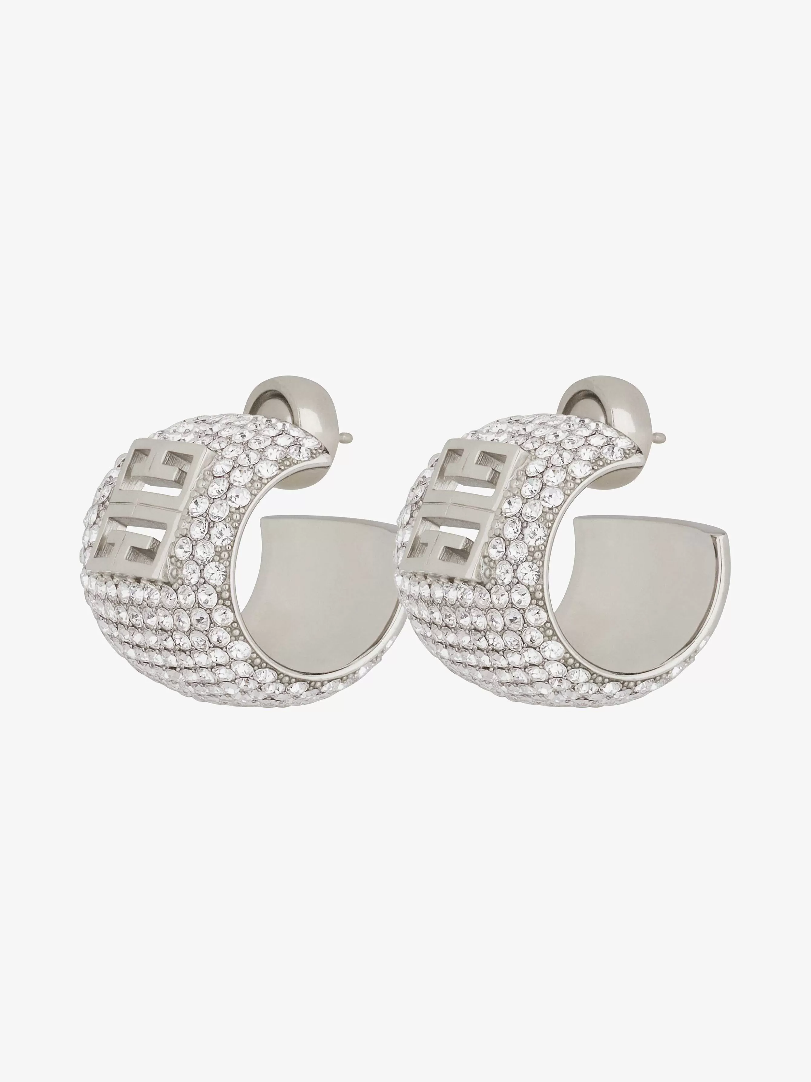 Givenchy Bijoux>Boucles D'Oreilles 4G En Metal Avec Cristaux Argente