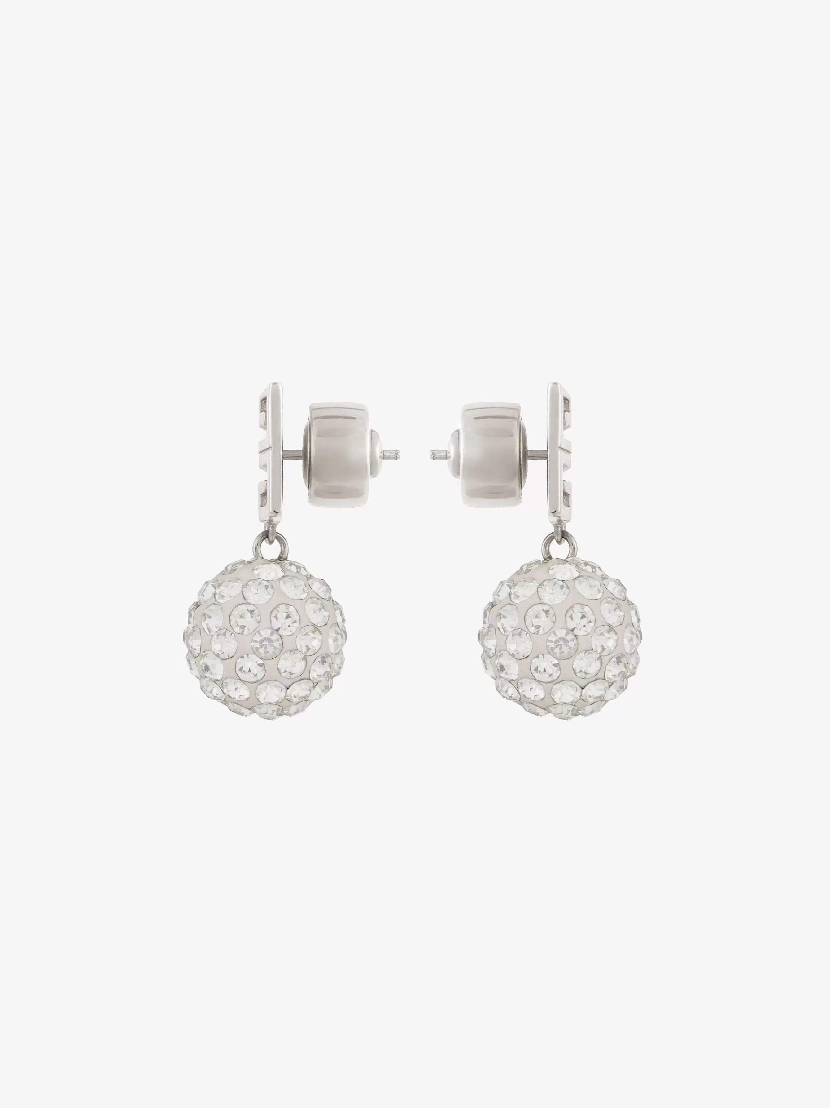 Givenchy Bijoux>Boucles D'Oreilles 4G En Metal Avec Cristaux Argente