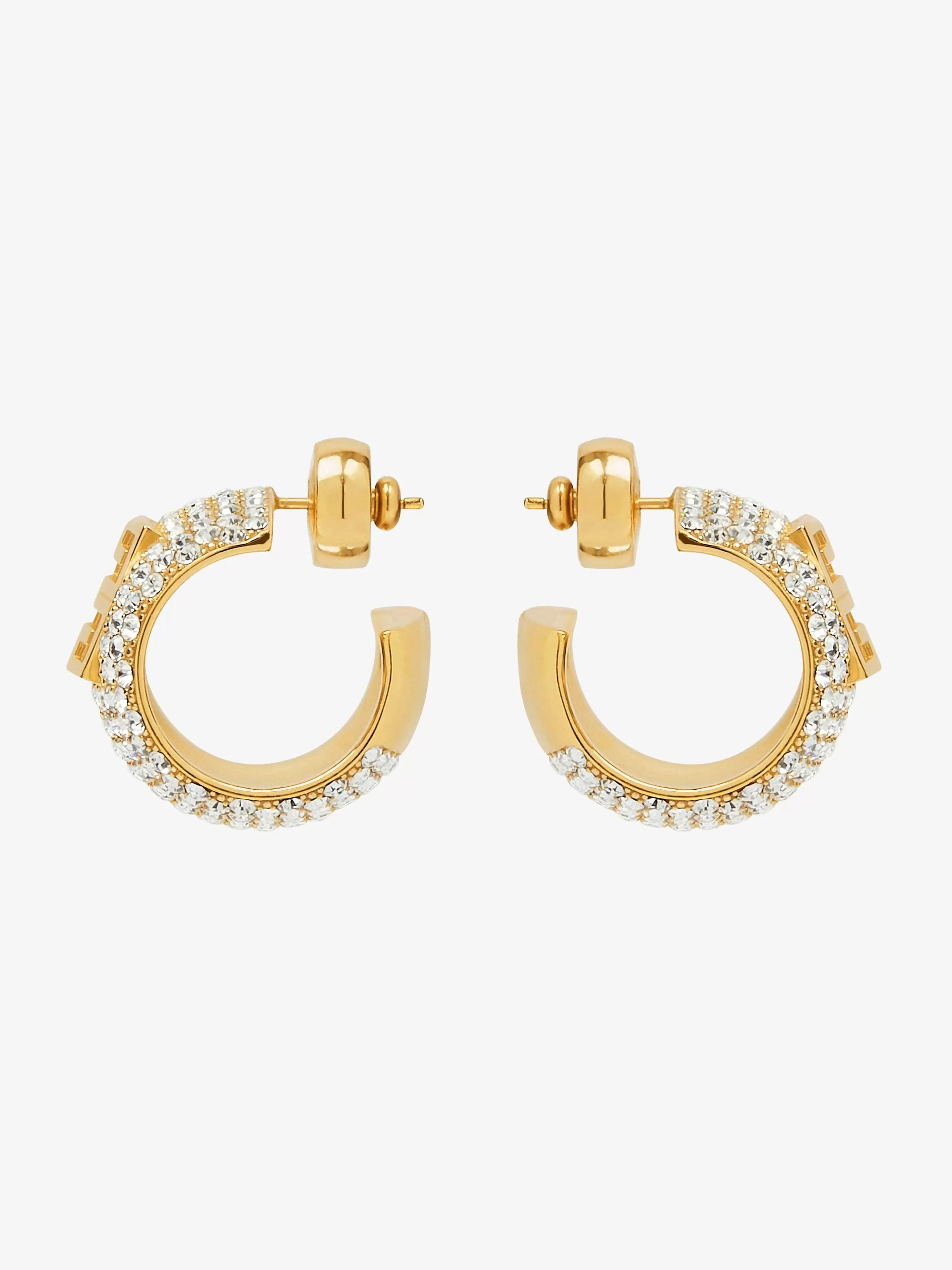 Givenchy Bijoux>Boucles D'Oreilles 4G En Metal Avec Cristaux Jaune Dore