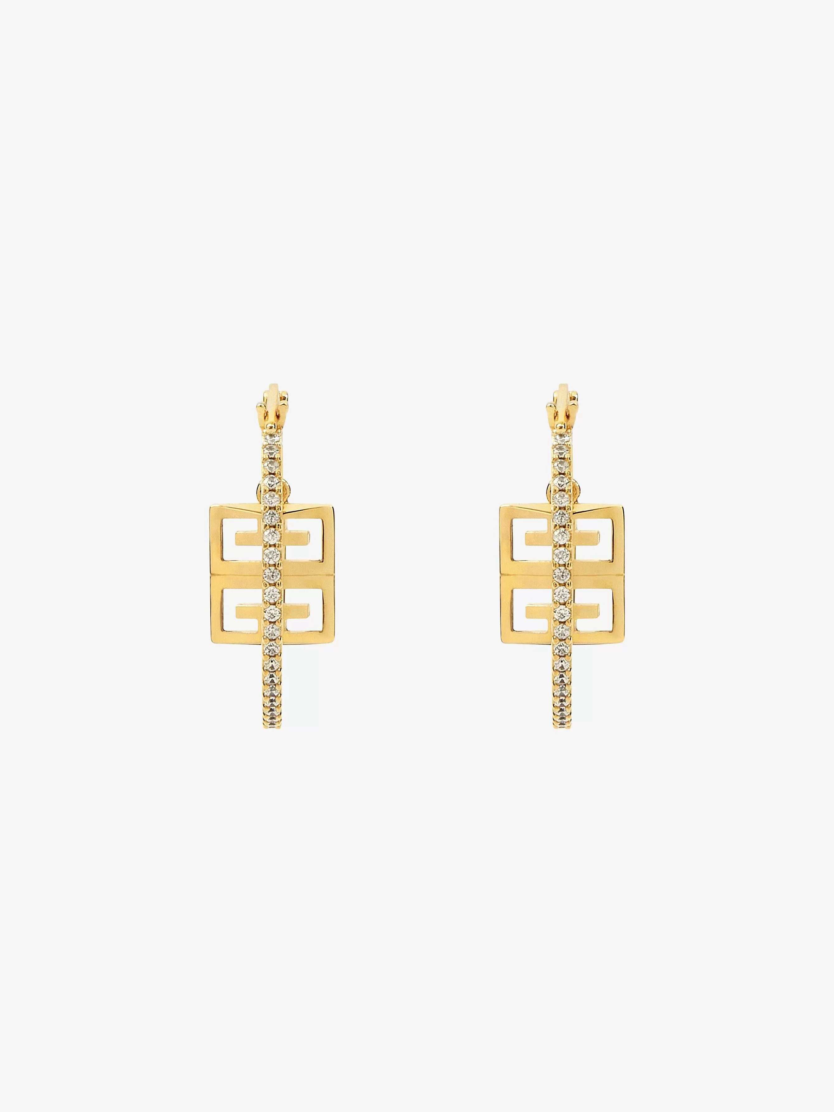 Givenchy Bijoux>Boucles D'Oreilles 4G En Metal Avec Cristaux Jaune Dore