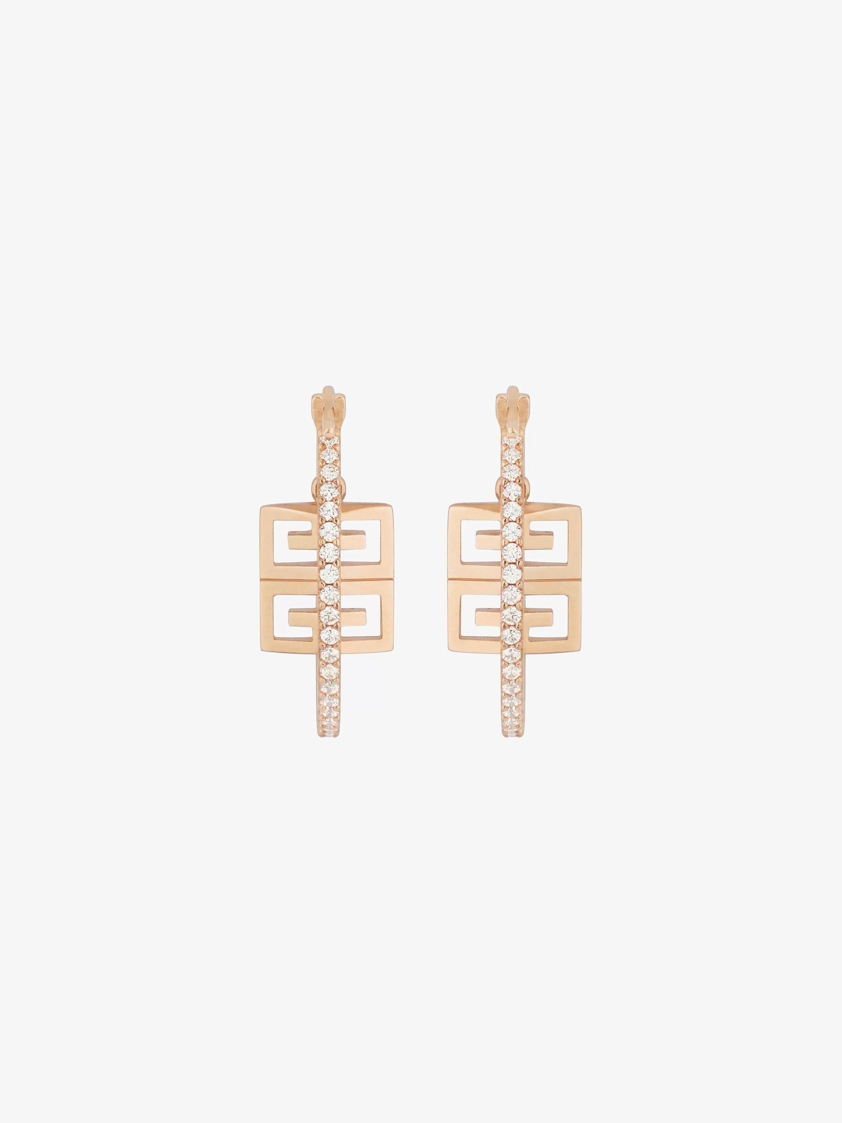 Givenchy Bijoux>Boucles D'Oreilles 4G En Metal Avec Cristaux Or Rose