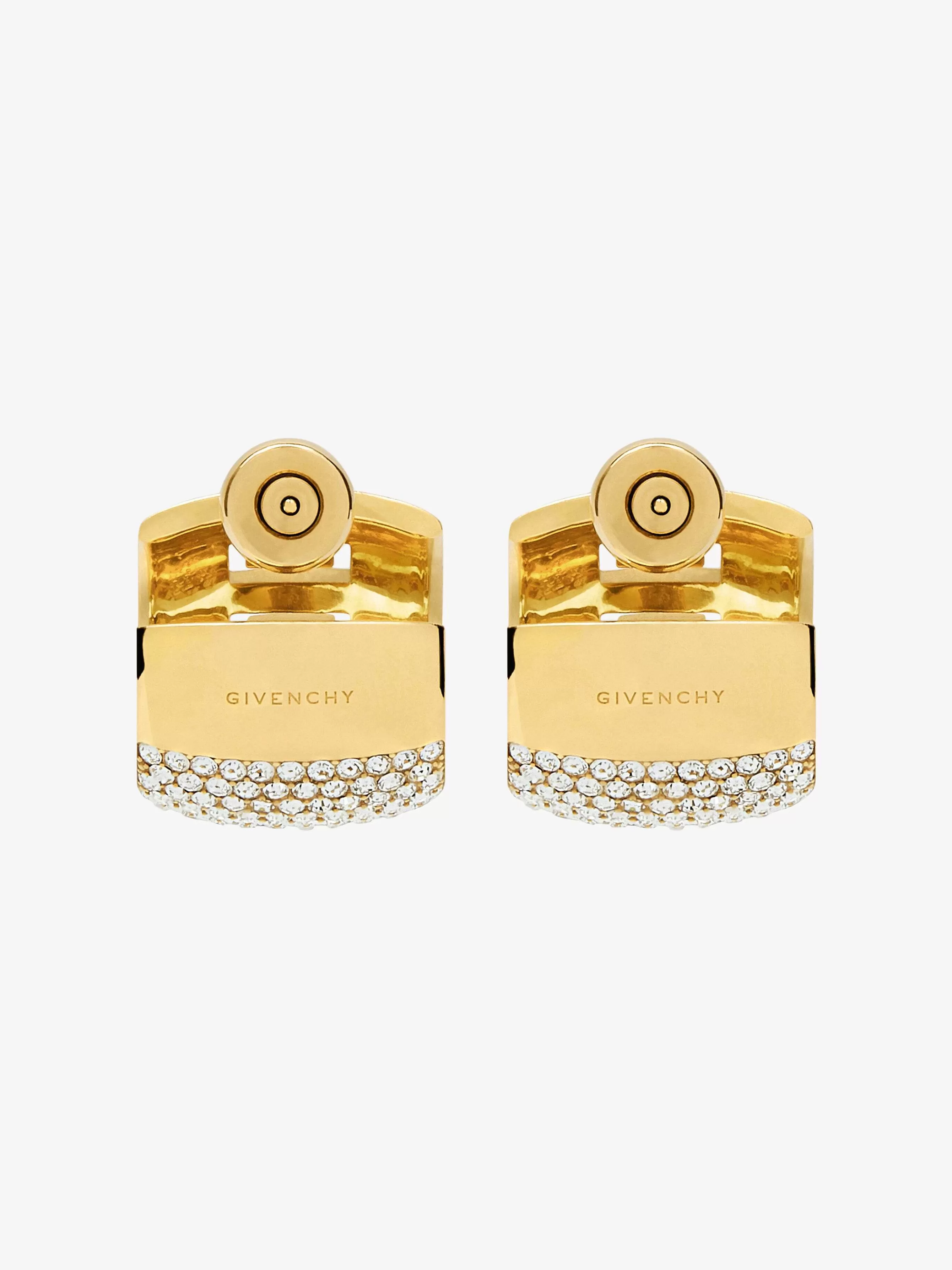 Givenchy Bijoux>Boucles D'Oreilles 4G En Metal Avec Cristaux Jaune Dore