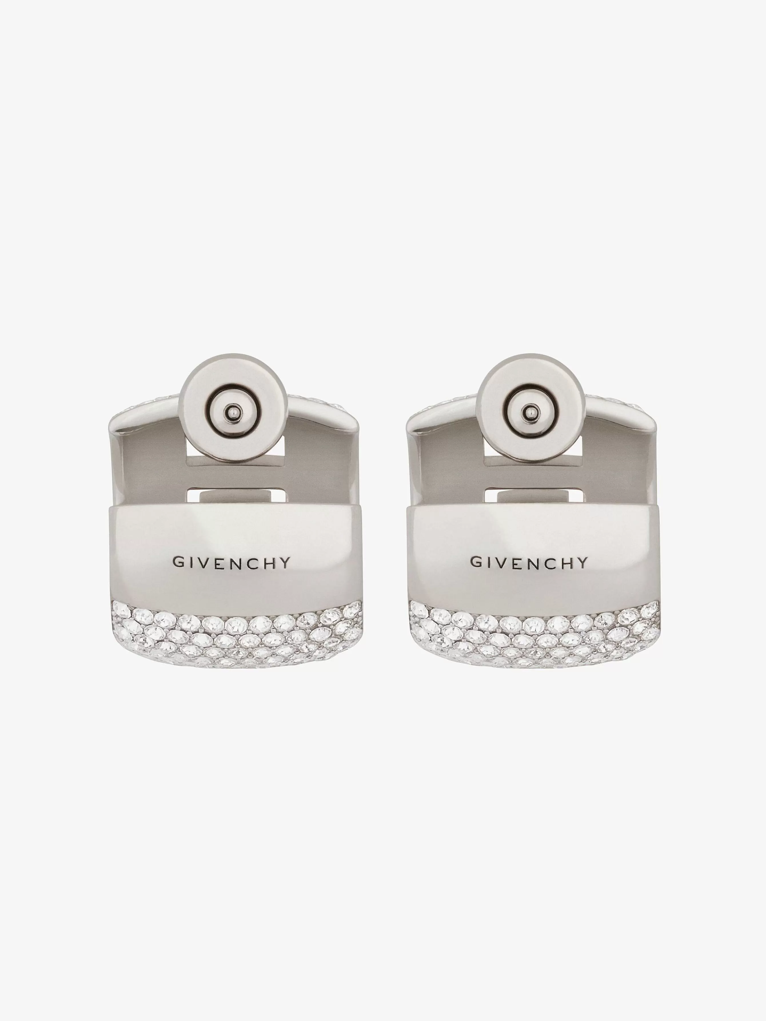 Givenchy Bijoux>Boucles D'Oreilles 4G En Metal Avec Cristaux Argente